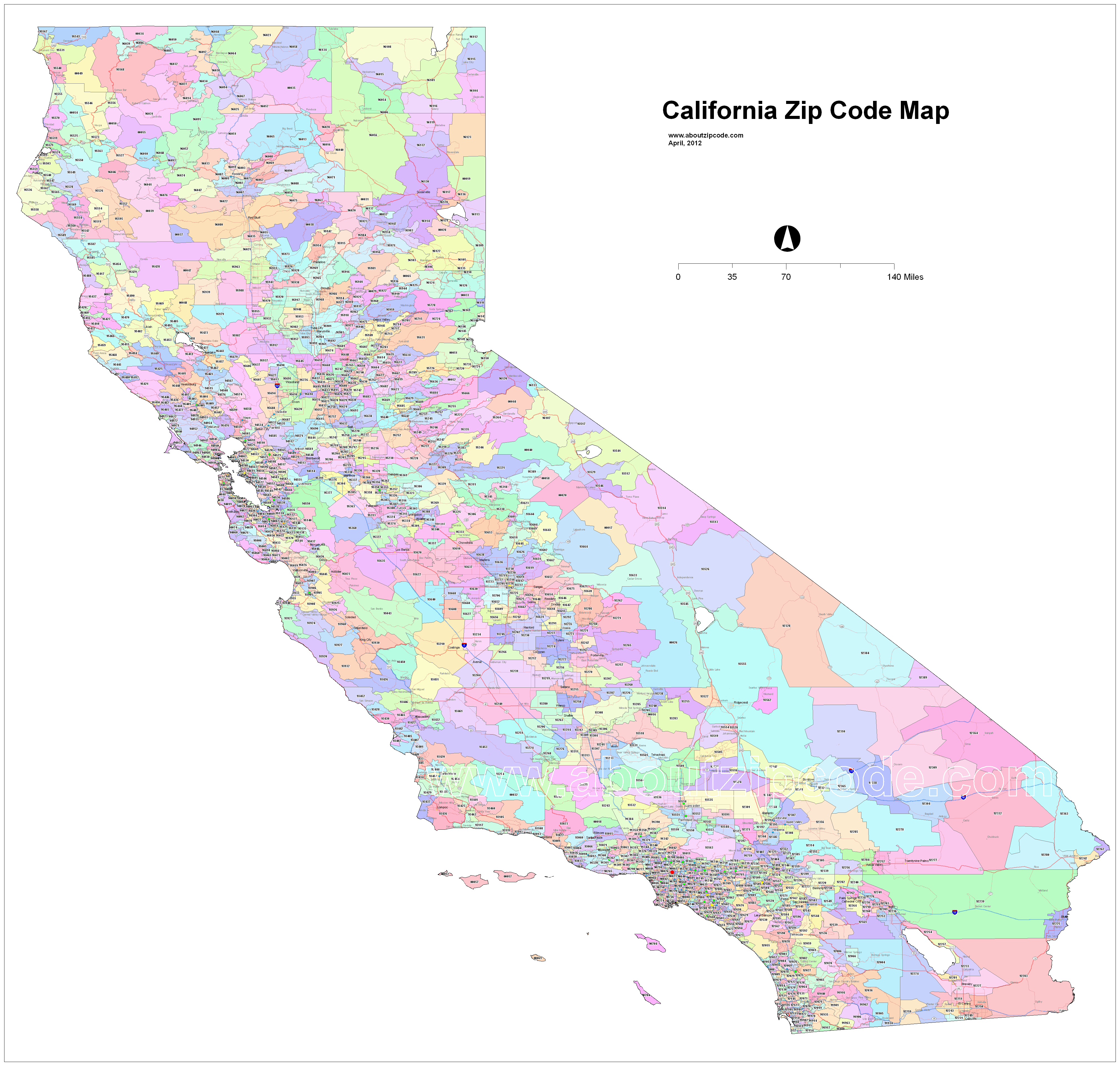 California Zip Code Maps - Free California Zip Code Maps