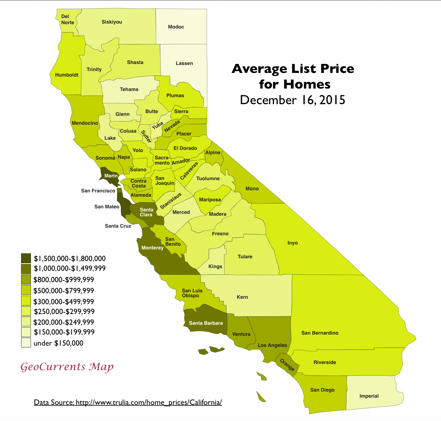 Mapping the Extraordinary Cost of Homes in California | GeoCurrents