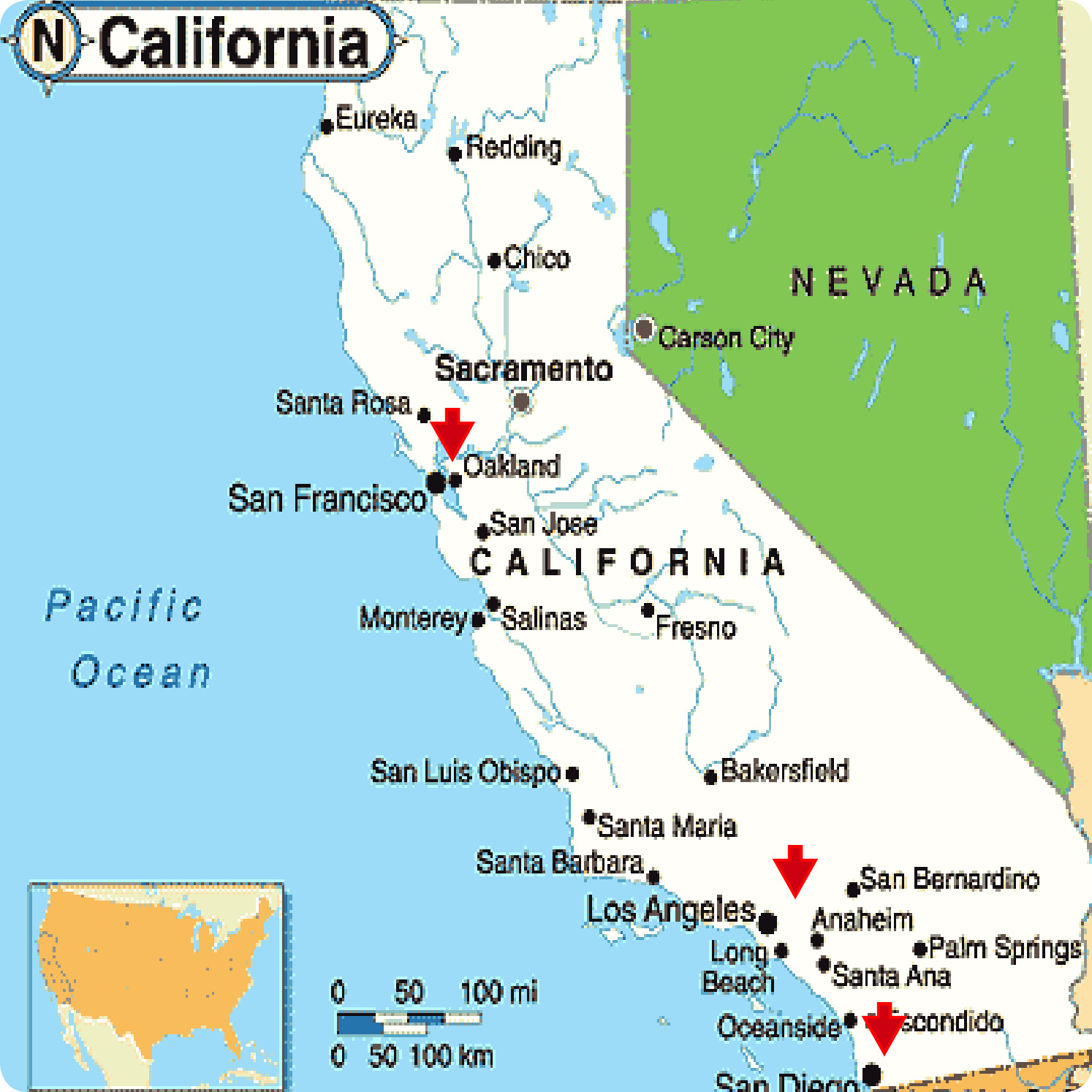 California Map Major California City Map - Collection of Maps Images ...