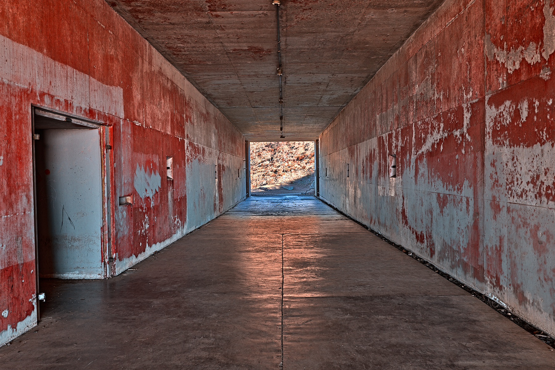 California war tunnel - blood red hdr photo