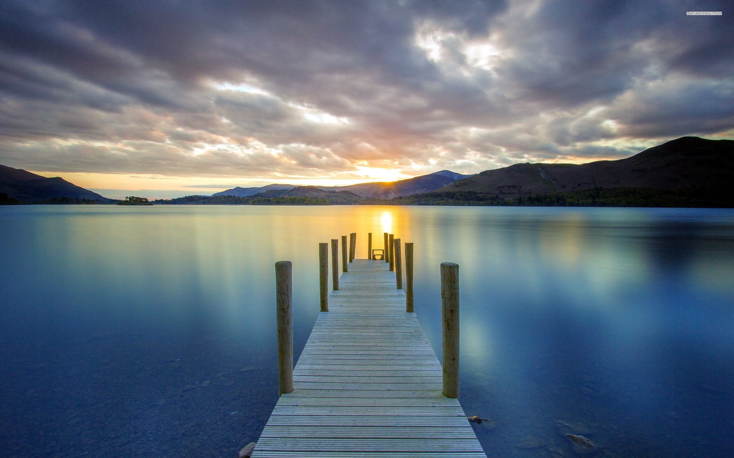 Small Wooden Pier On The Calm Lake - WallDevil
