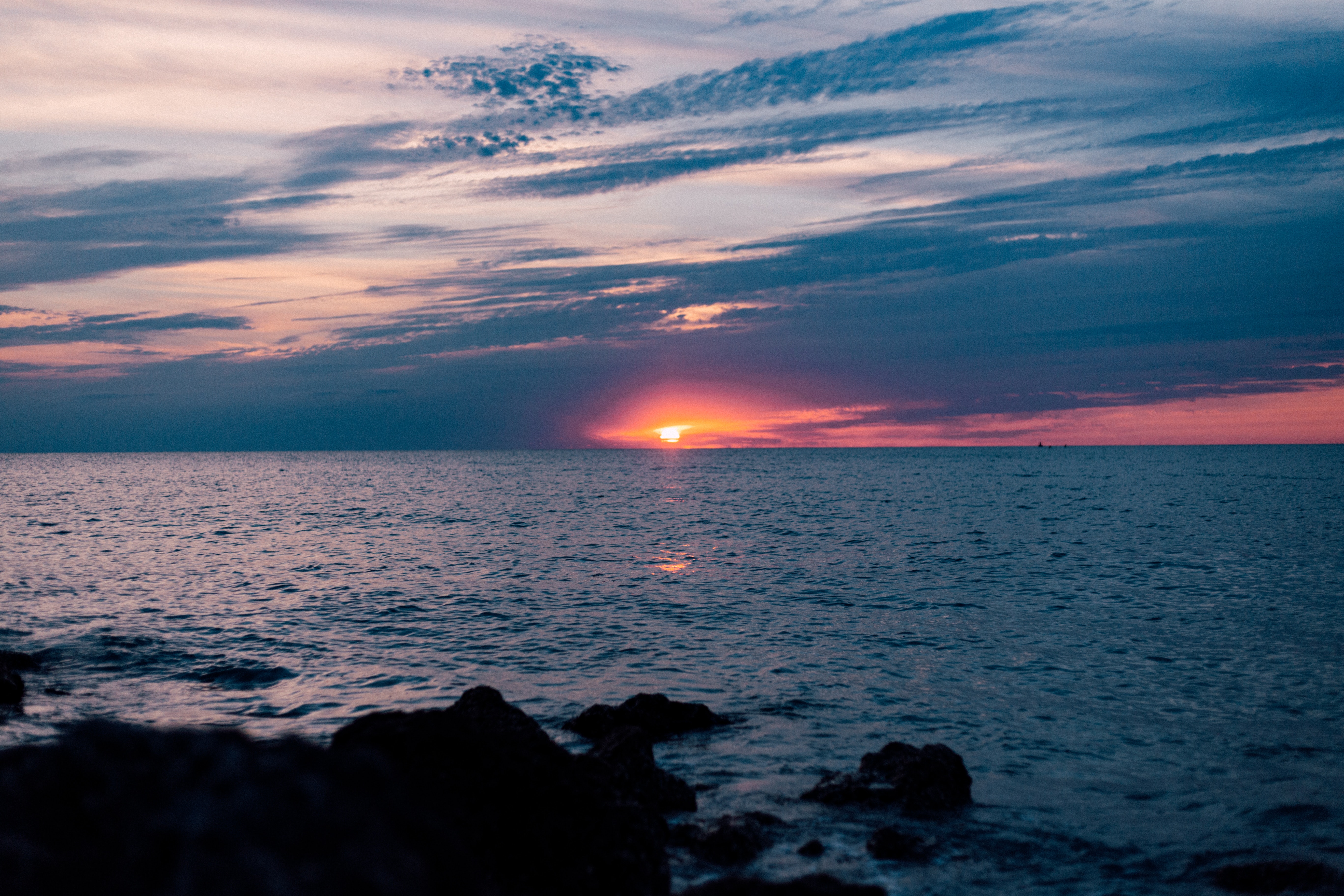 Free Photo Calm Sea During Sunset Clouds Nature Ocean Free Download Jooinn