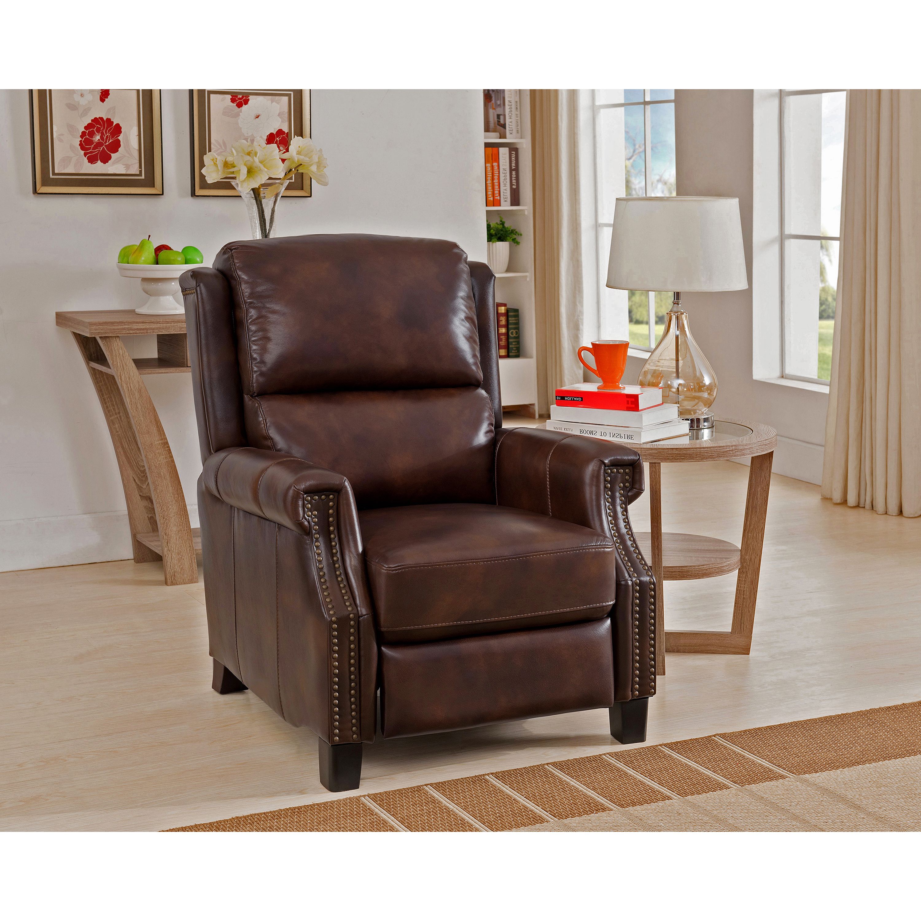 Rivington Brown Premium Top Grain Italian Leather Recliner Chair ...