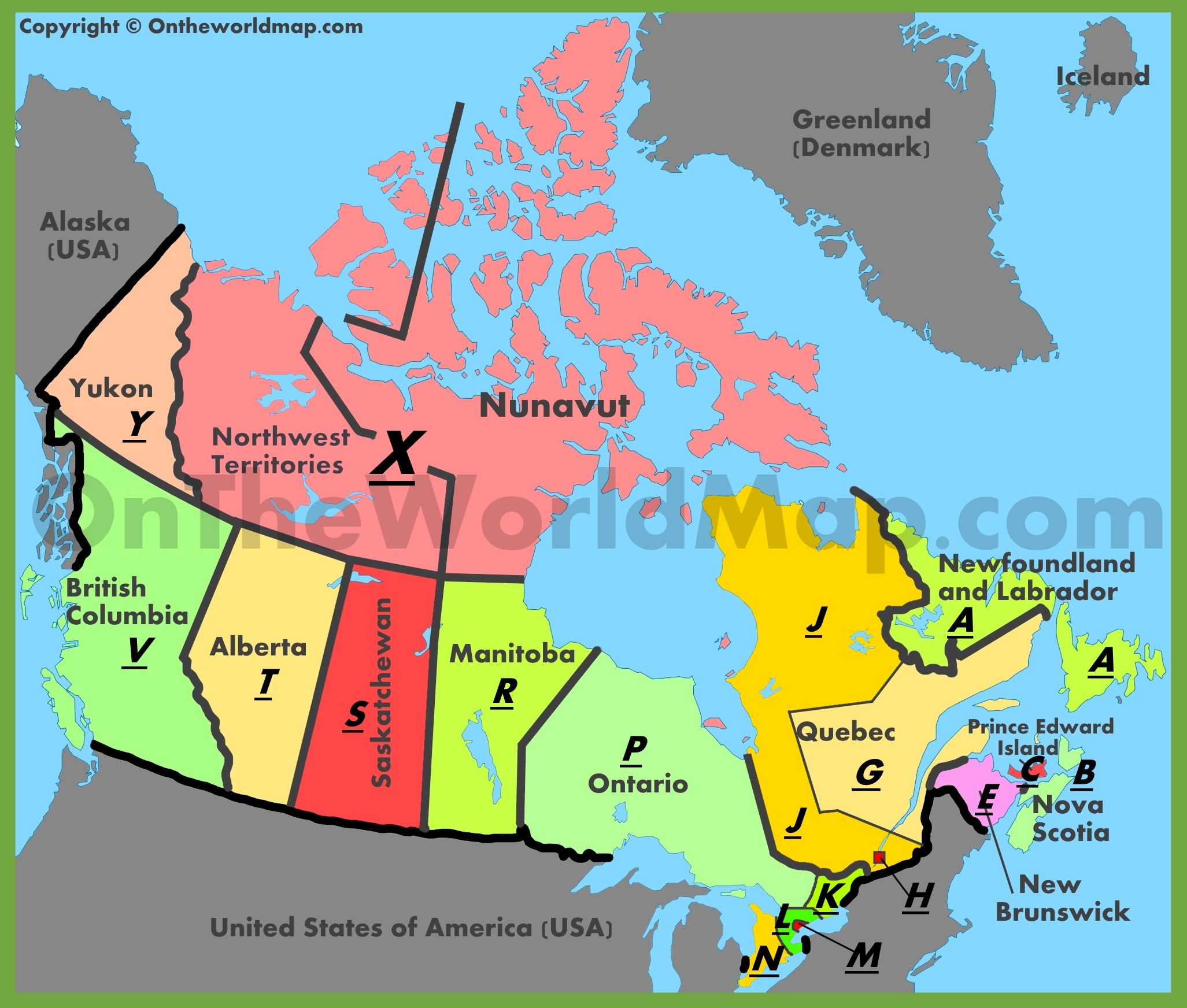 Map of postal codes in Canada ﻿