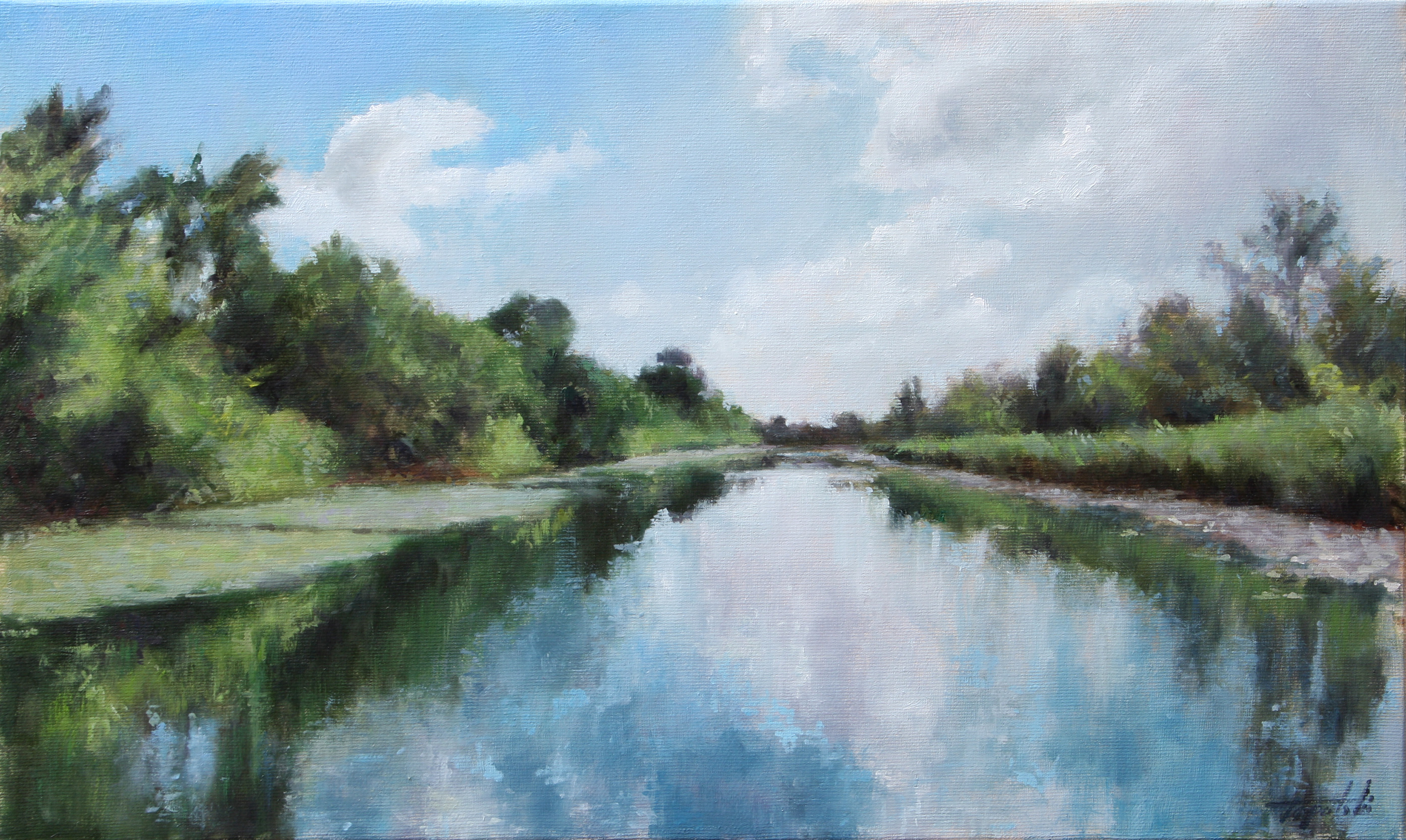Canal Reflections – Landscape Oil painting | Fine Arts Gallery ...