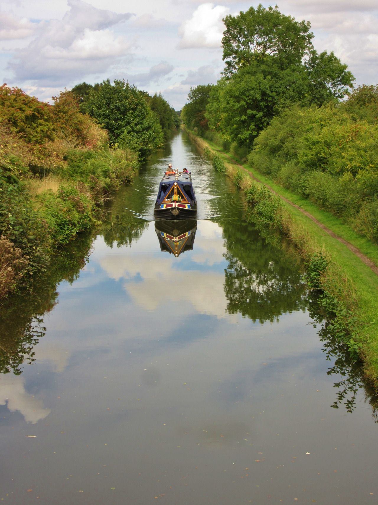 Canal Narrow boat and reflections, Middleton, England All Original ...