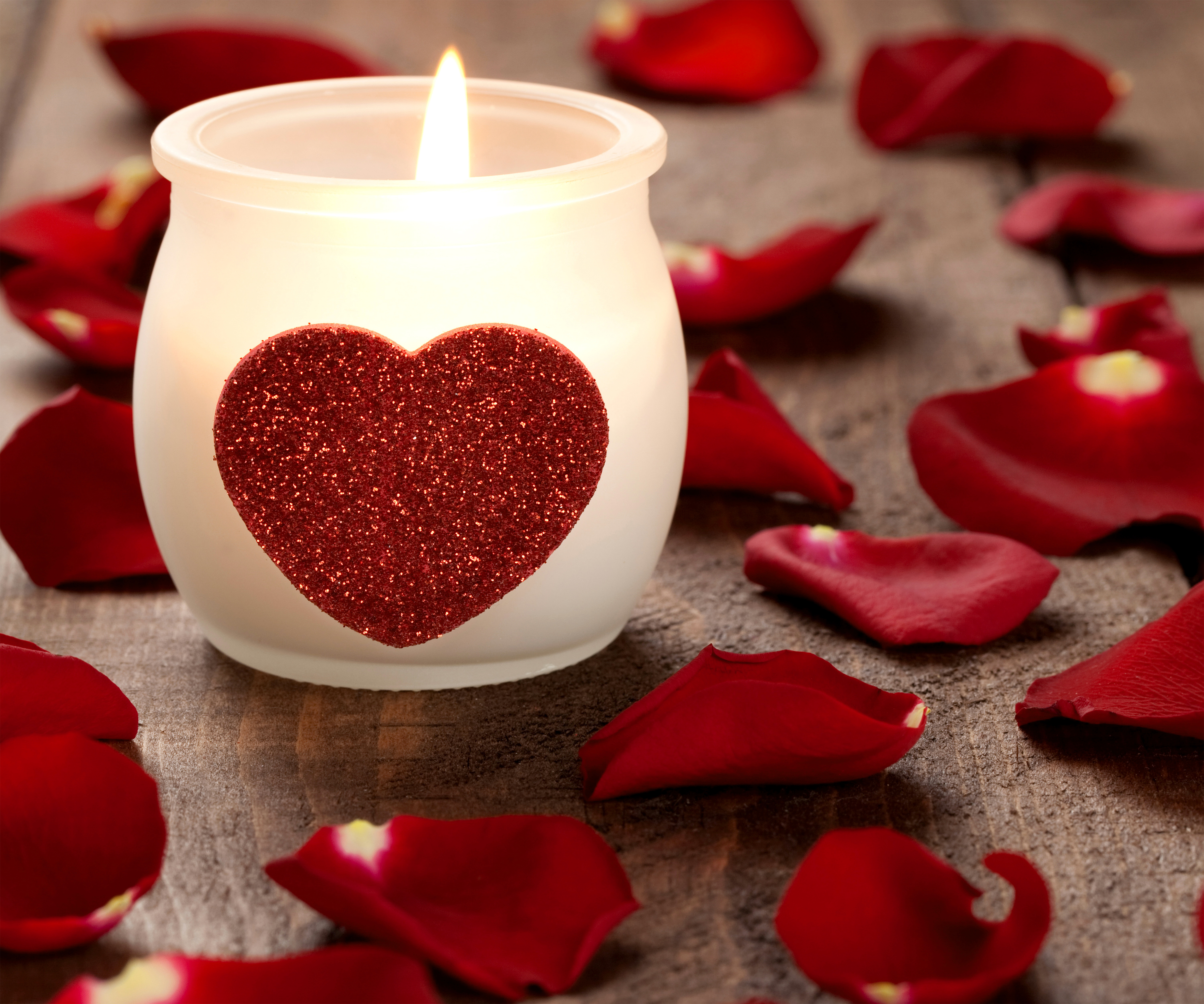 Valentine's Day Background with Candle and Rose Petals | Gallery ...