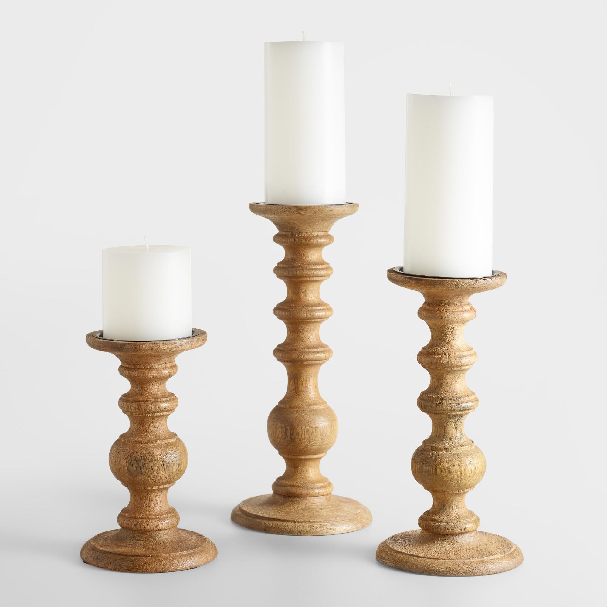 Natural Wood Pillar Candleholder | World Market