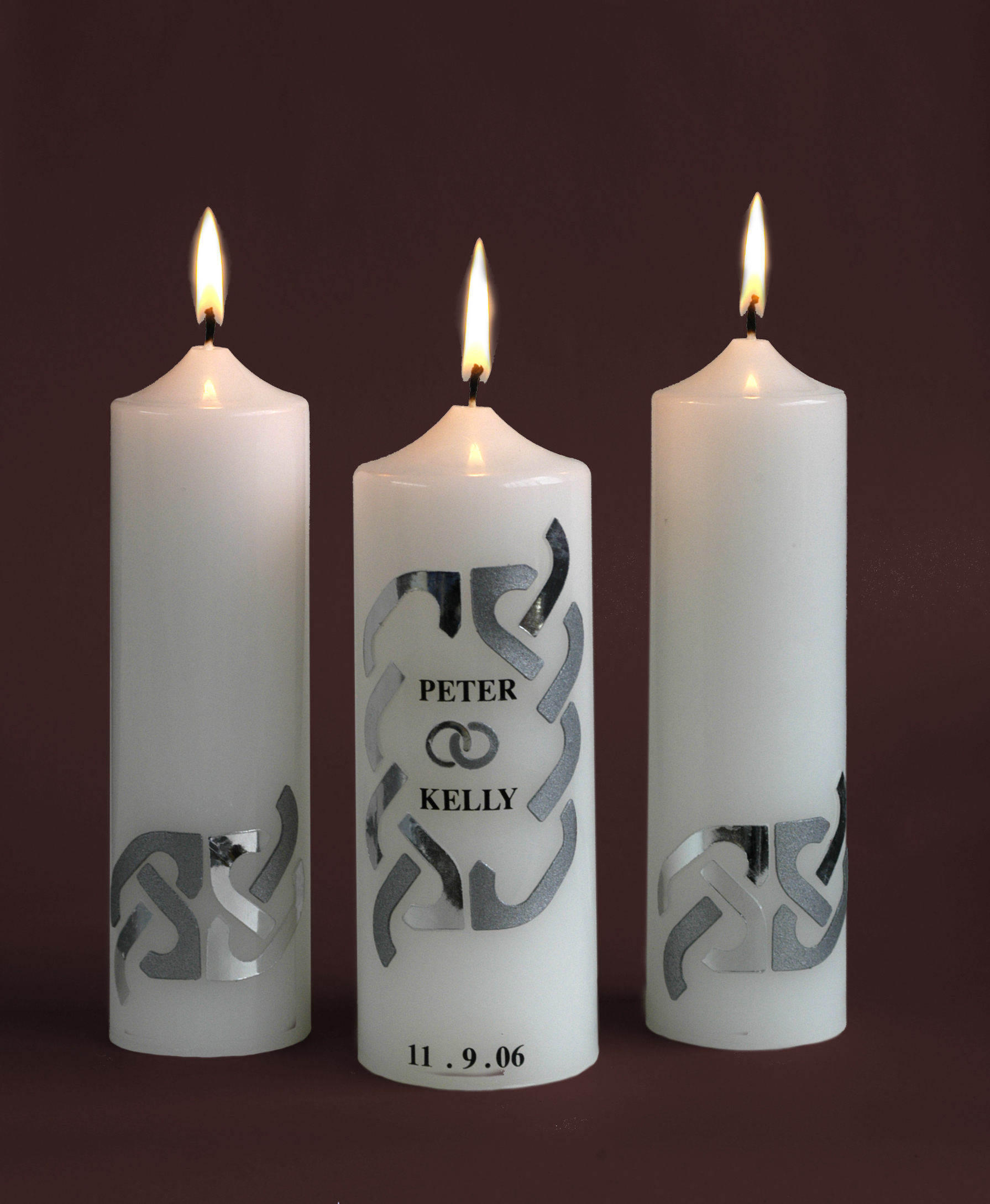 Wedding Candles (White Candles & Silver design) | Benedictine Monks