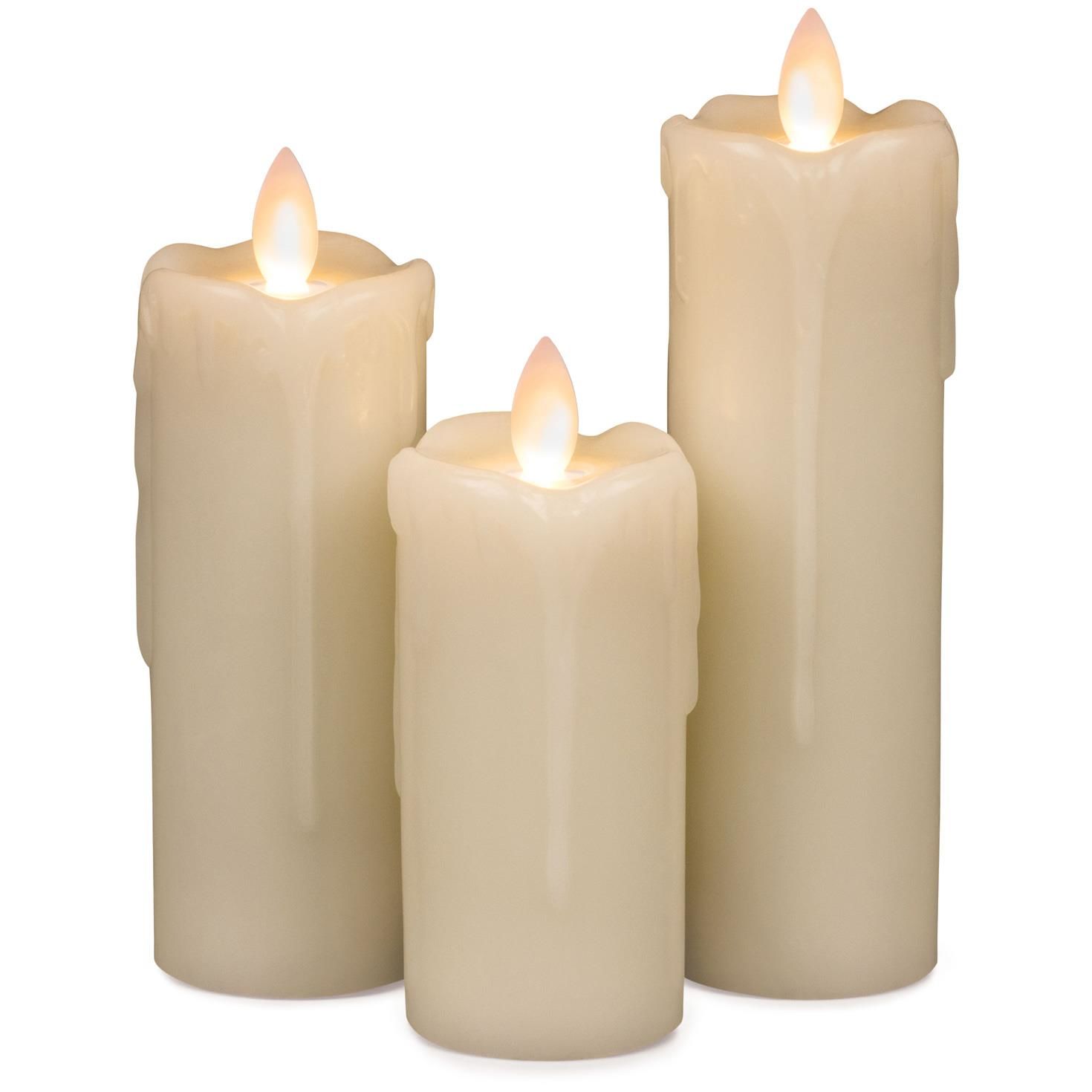 Mirage Flameless Mini Melted Pillar Candles, Set of 3 - Candles ...