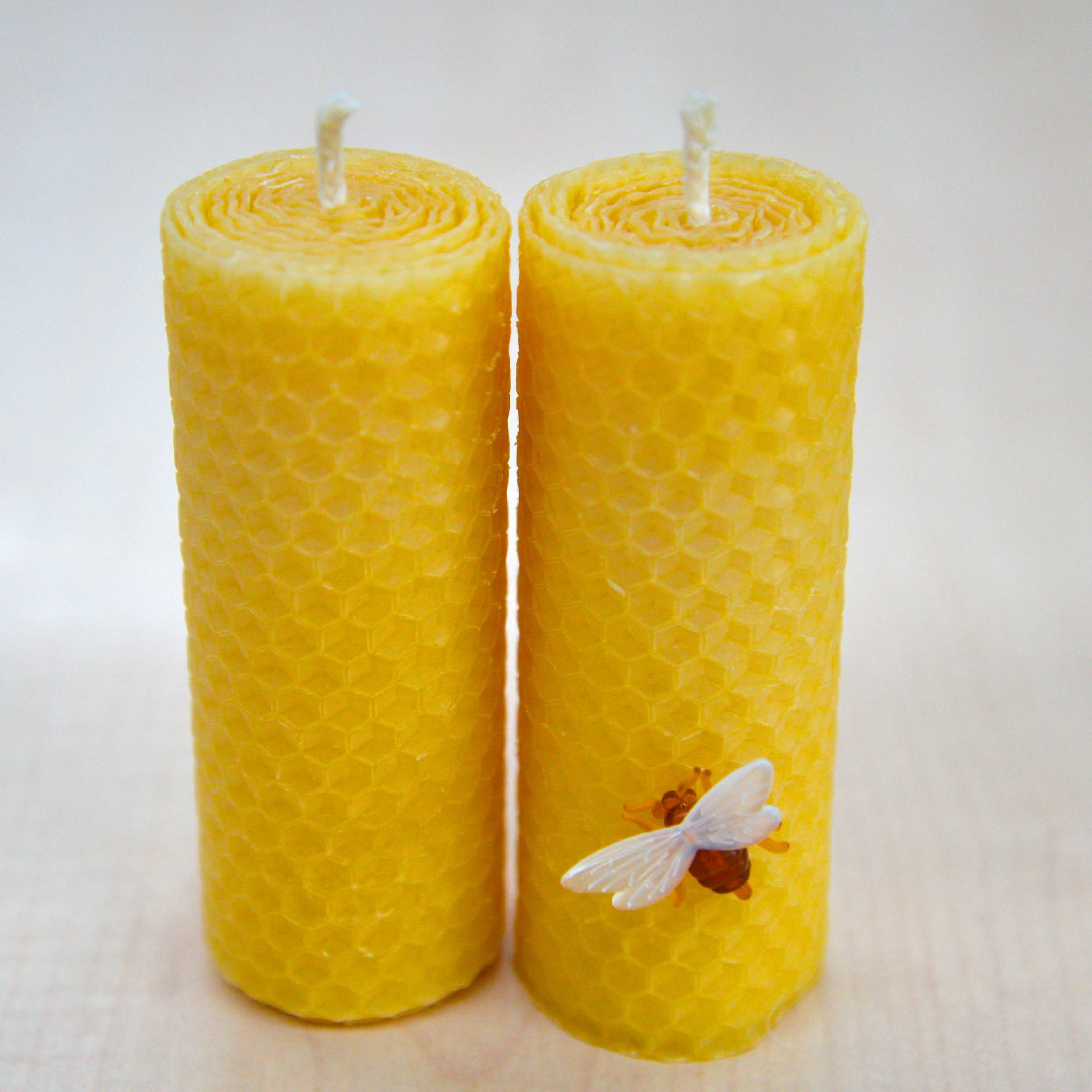 Wide Beeswax Candles - The Hive Honey Shop