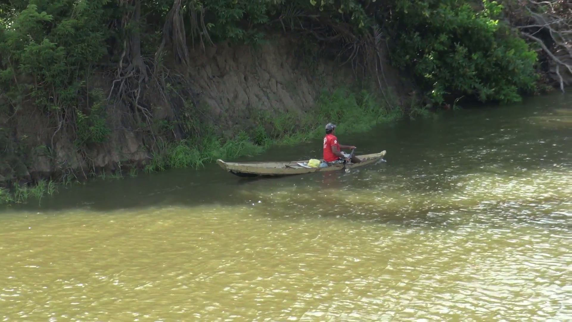 Canoer Paddling Down River Stock Video Footage - VideoBlocks