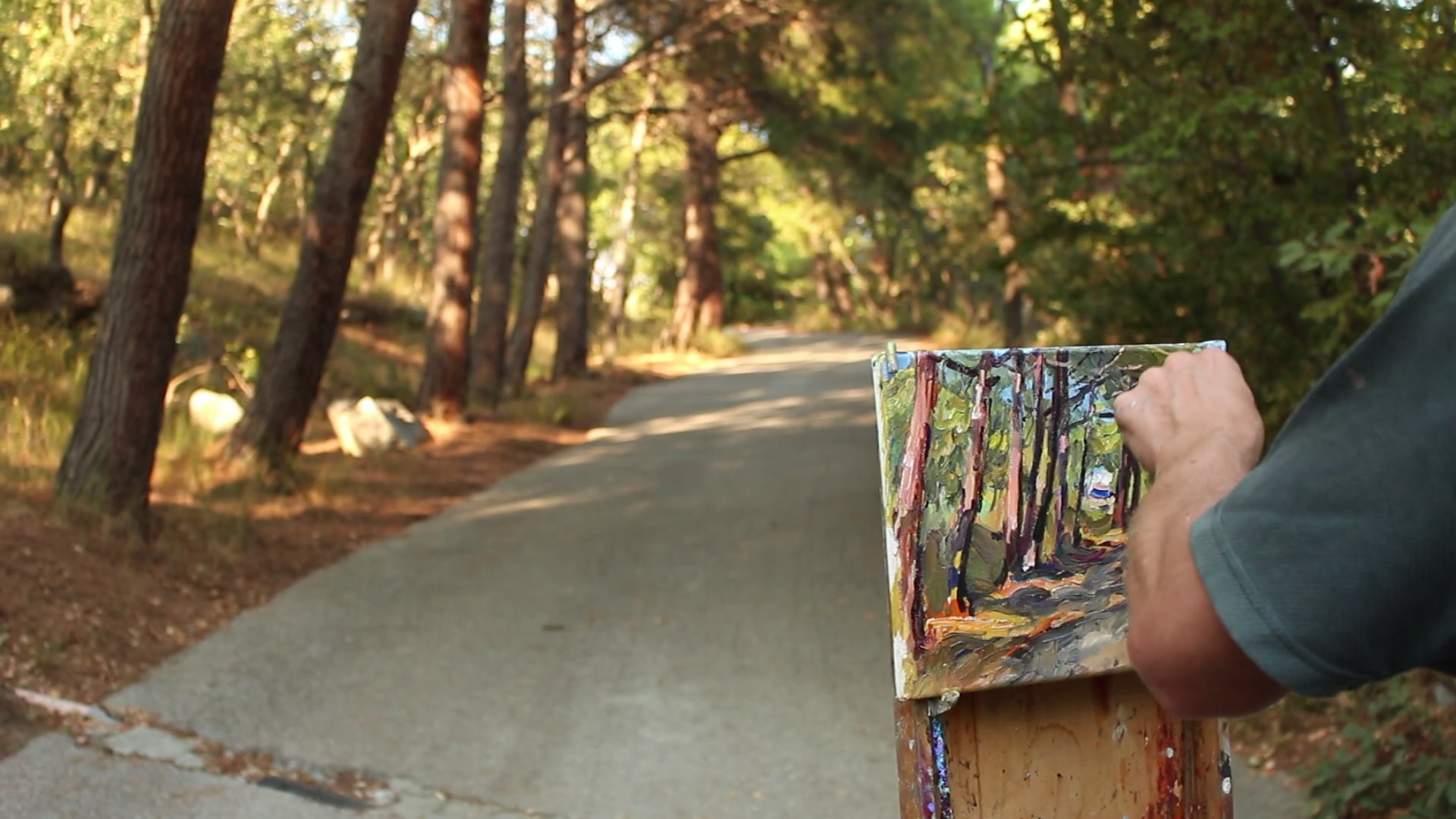 Autumn plein Air. Man Paints A Picture. Painting outdoors, capturing ...