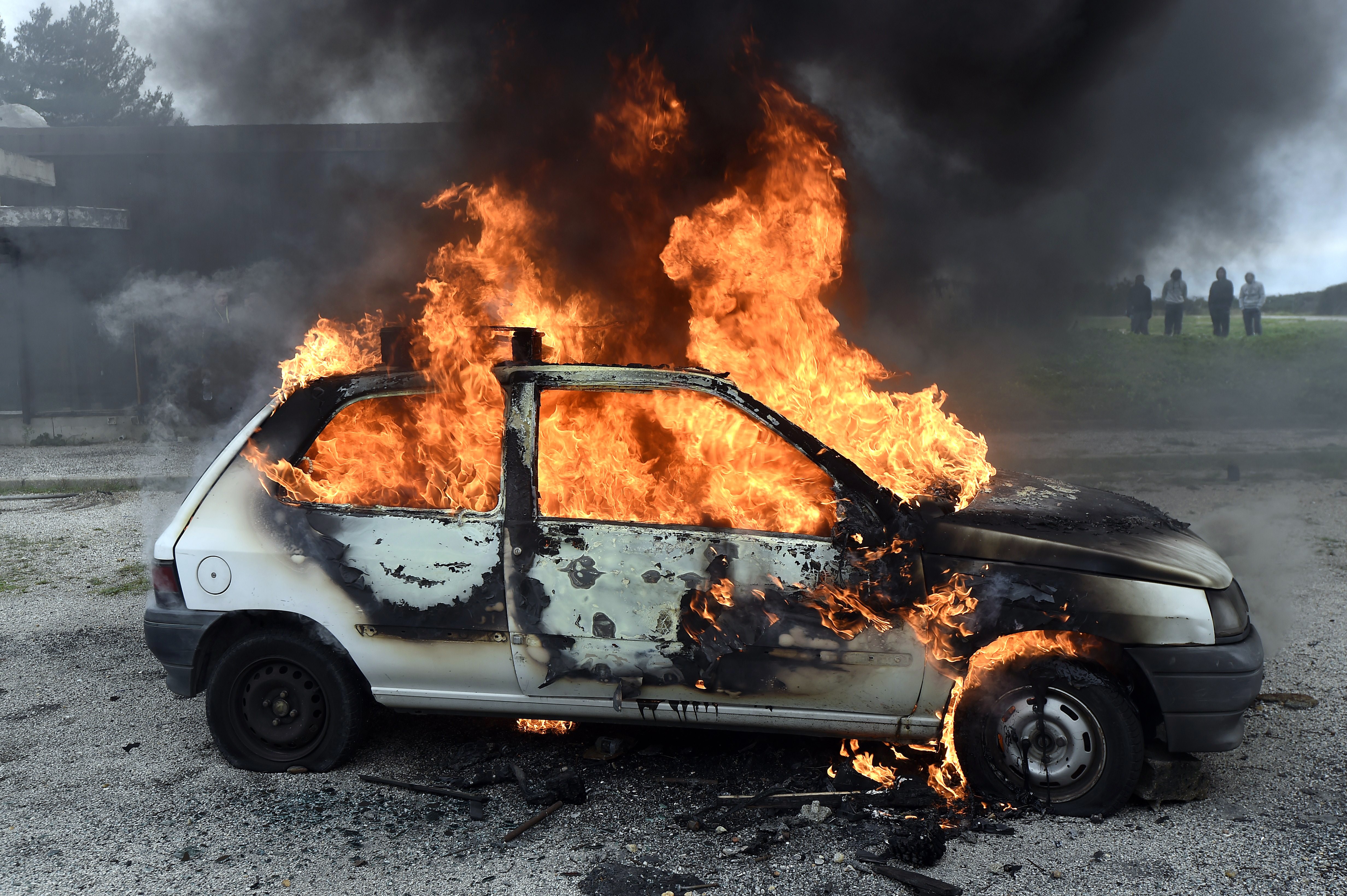 Car on fire photo