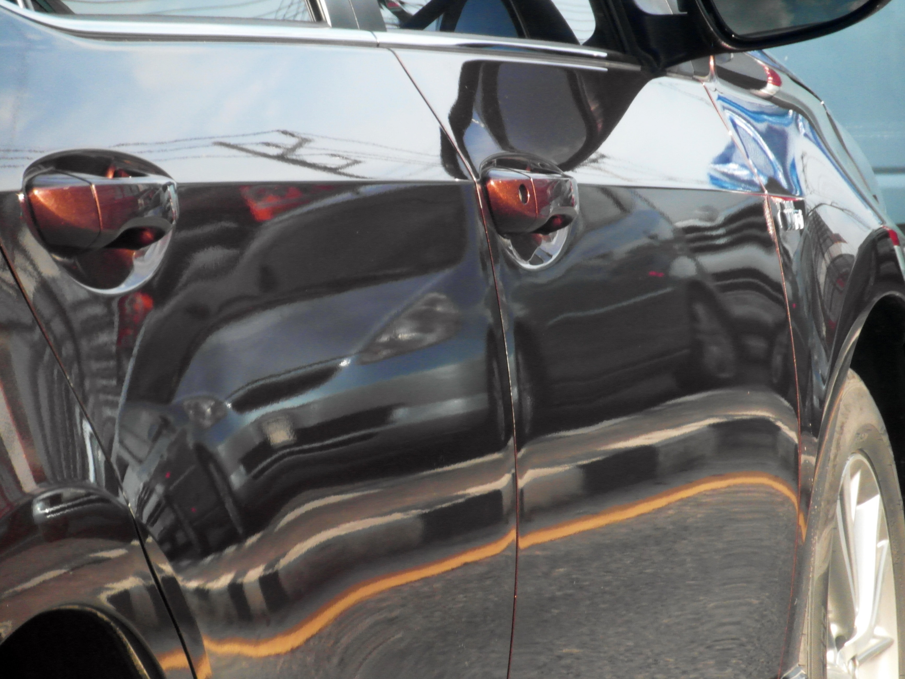 Car reflection of traffic photo