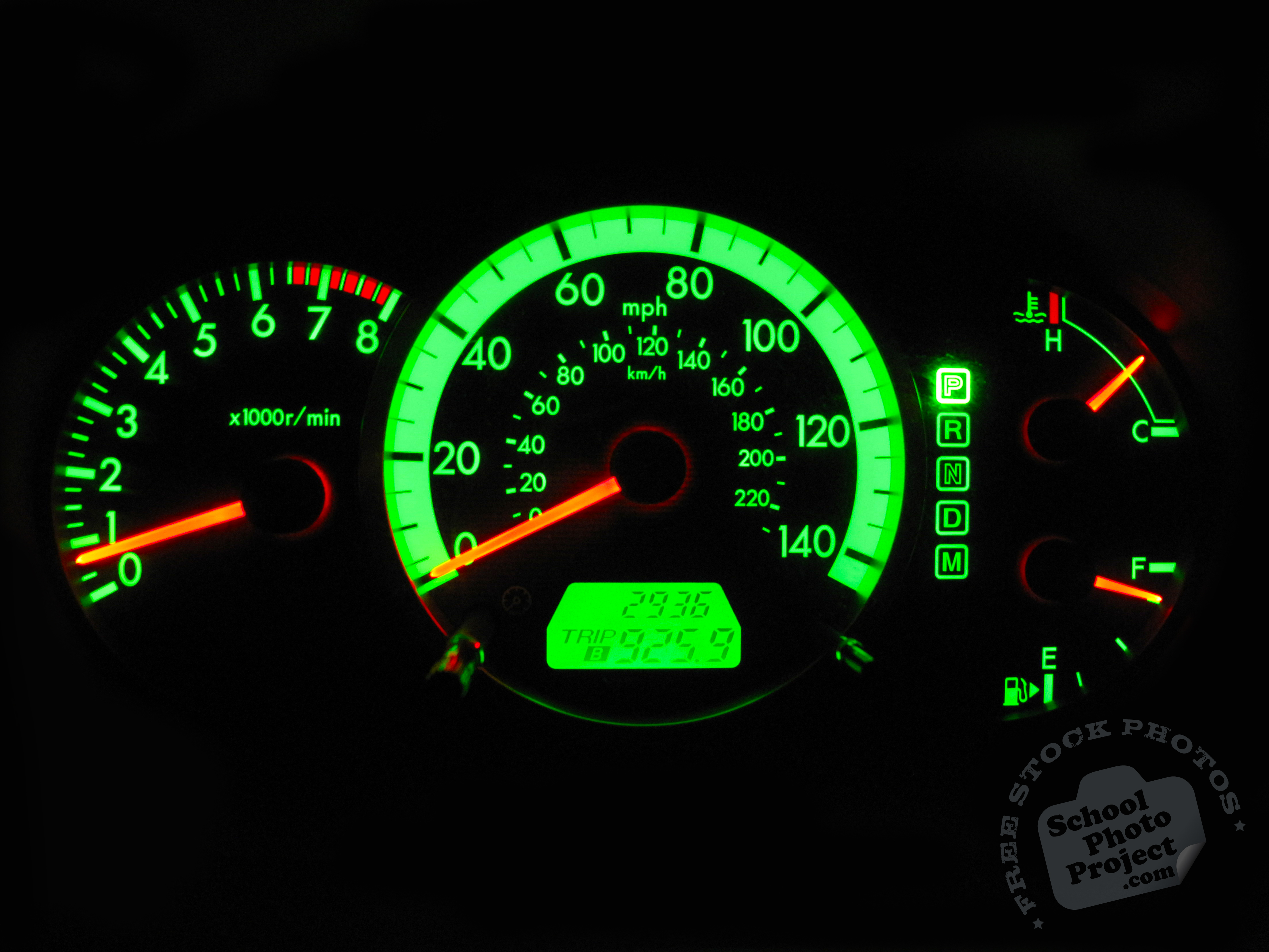 Dashboard, FREE Stock Photo, Image, Picture: Lighted Car Speedometer ...