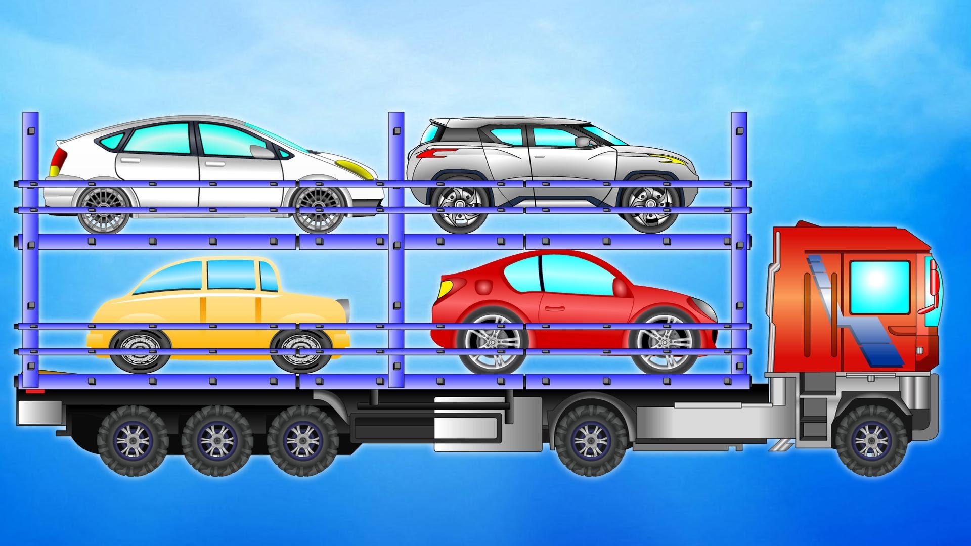 Auto Transport Truck | Learn Vehicles | Car Transporter Car Toys ...