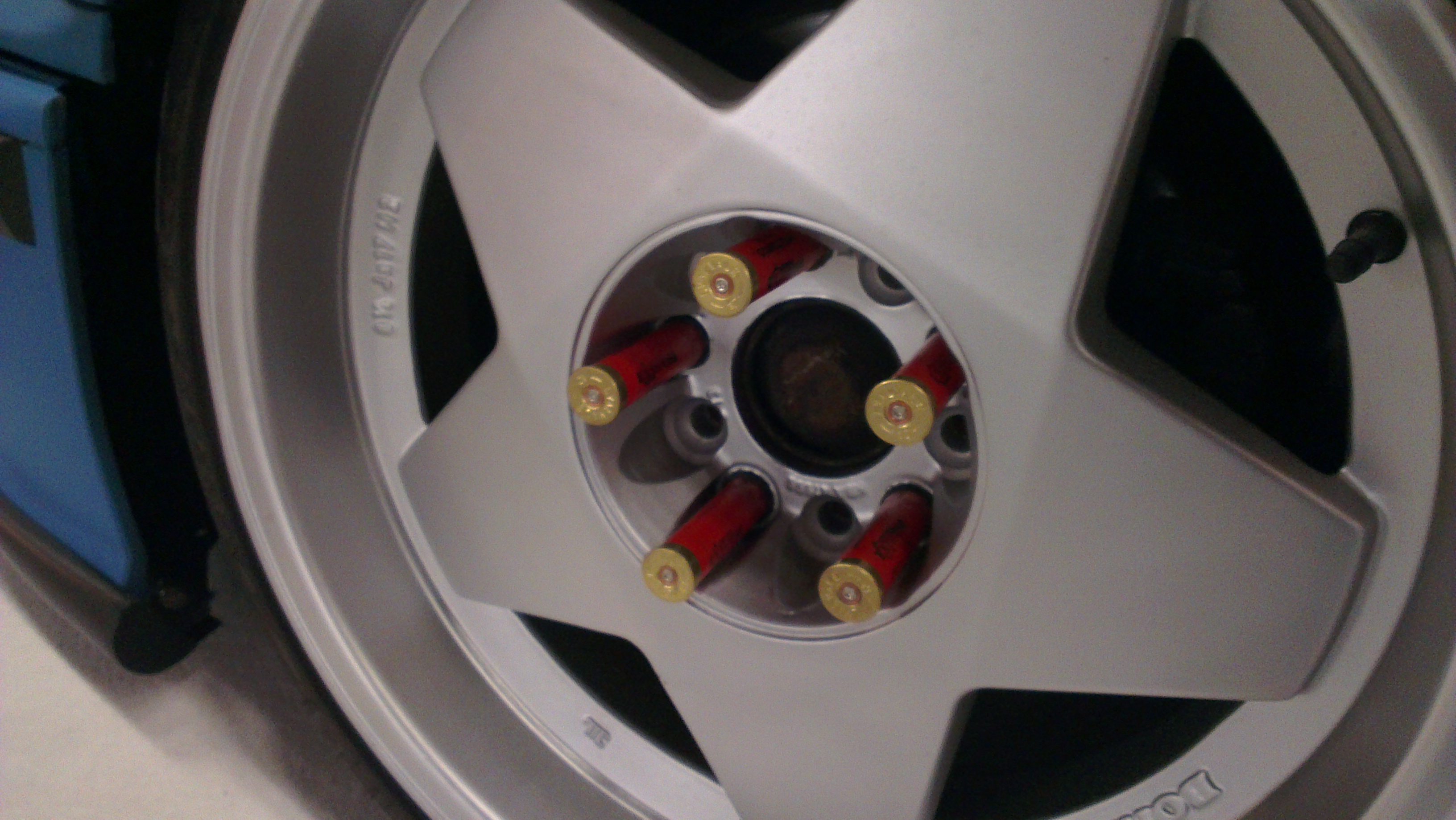 Shotgun shells for wheel bolts. Because why not.