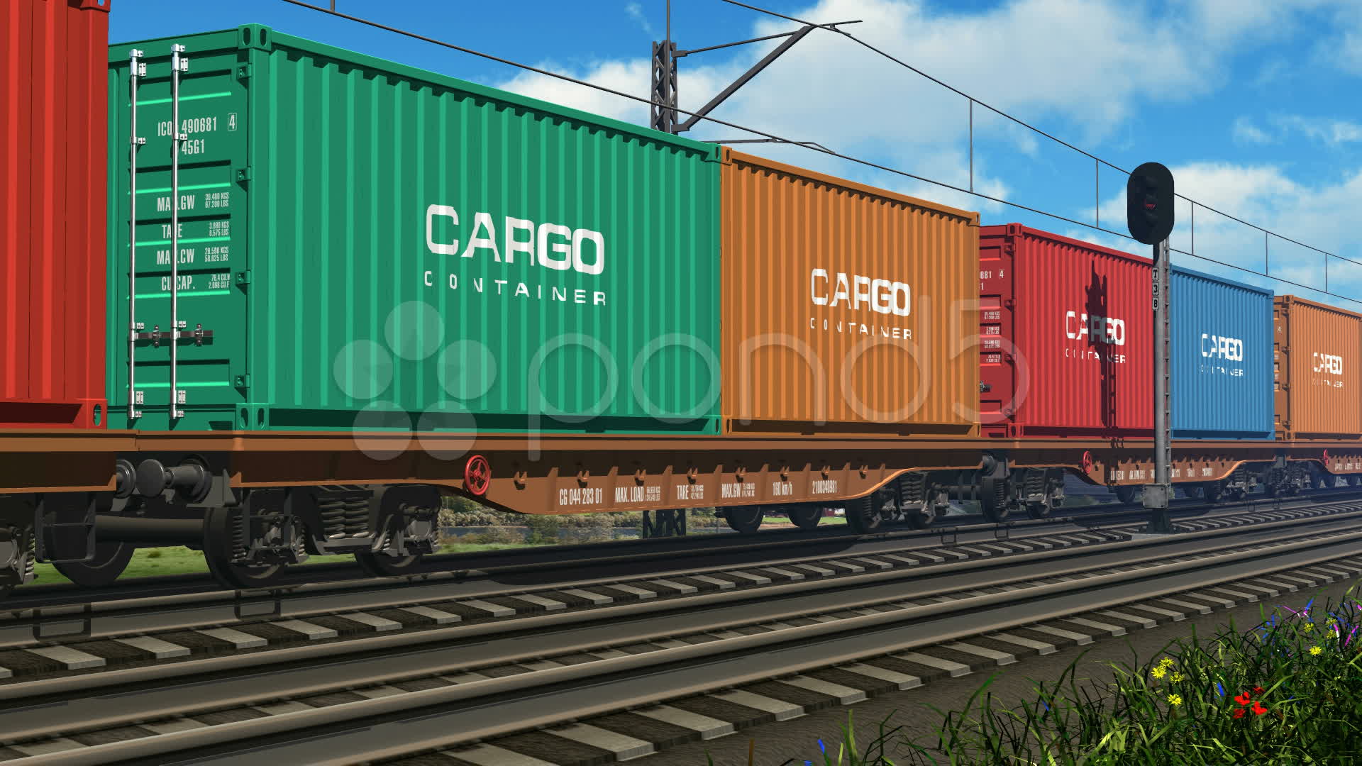 Stock Video: Freight train with cargo containers ~ #10700389