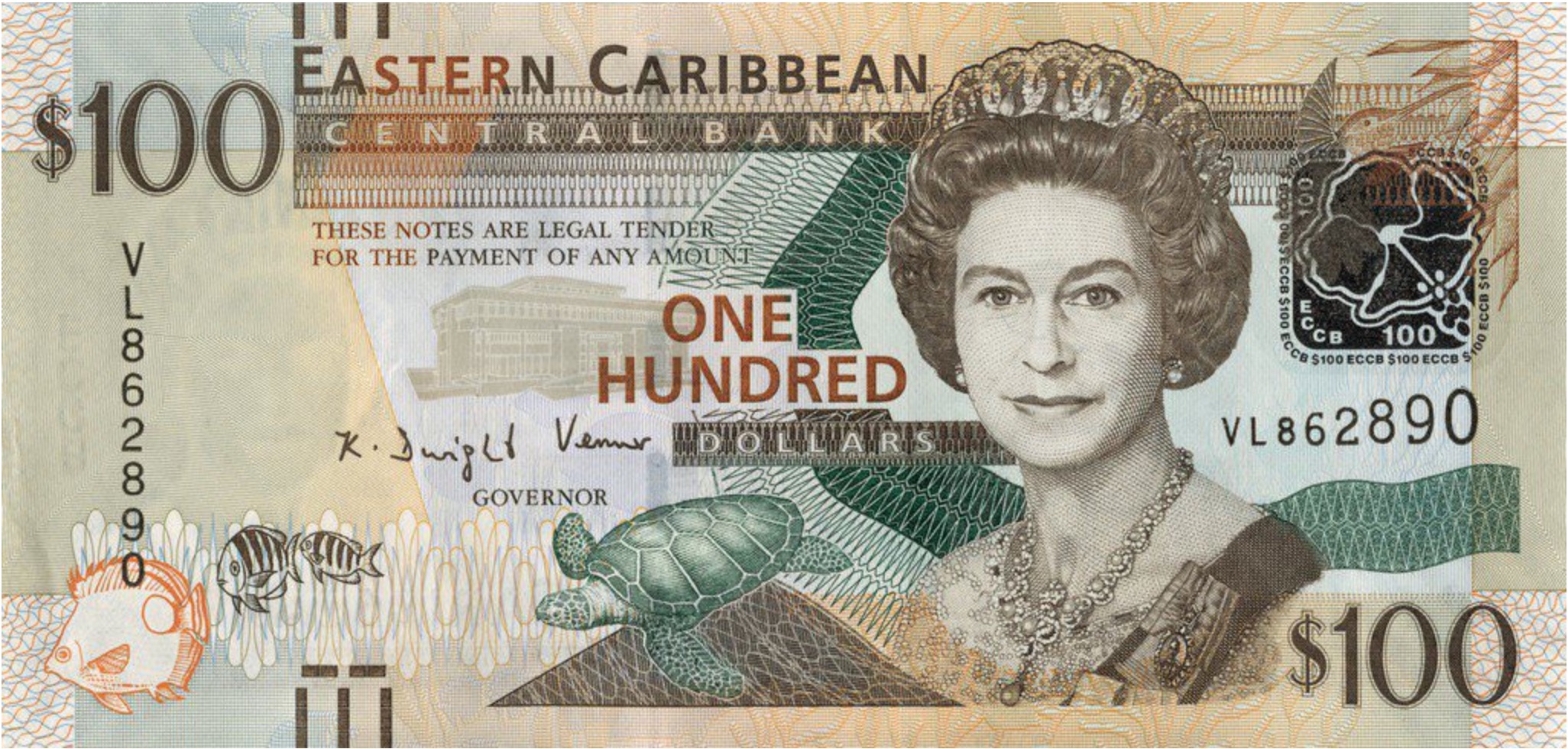 100 Eastern Caribbean dollars banknote series 2000 - Exchange yours