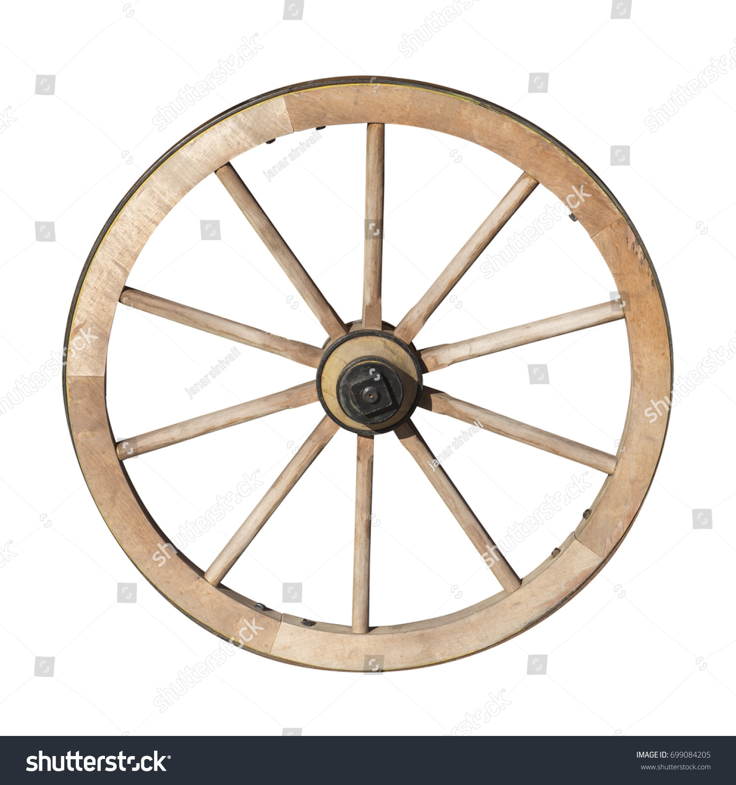 Old Wooden Handicraft Carriage Wheel Isolated Stock Photo (Safe to ...