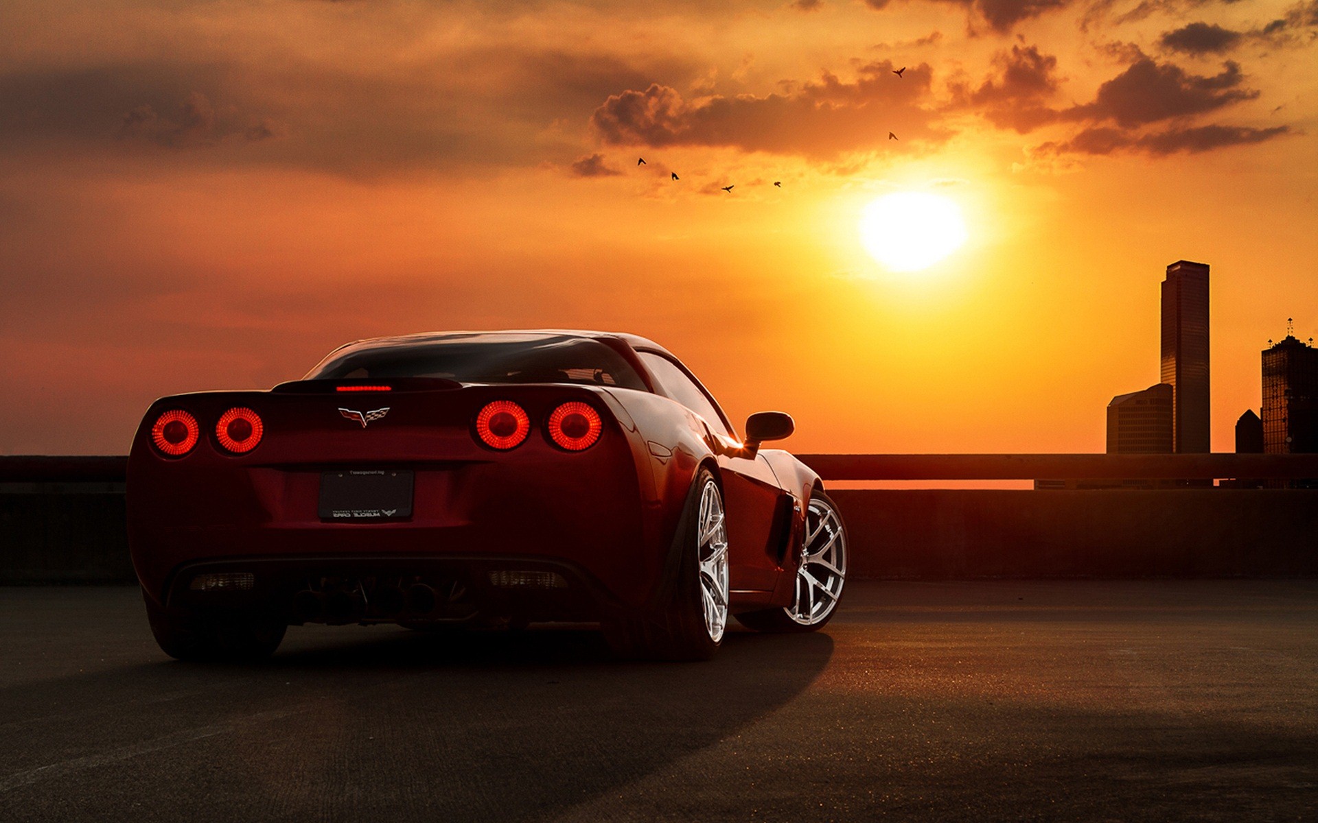 Red Chevrolet Corvette Car During Sunset Scene Photo | HD Famous ...