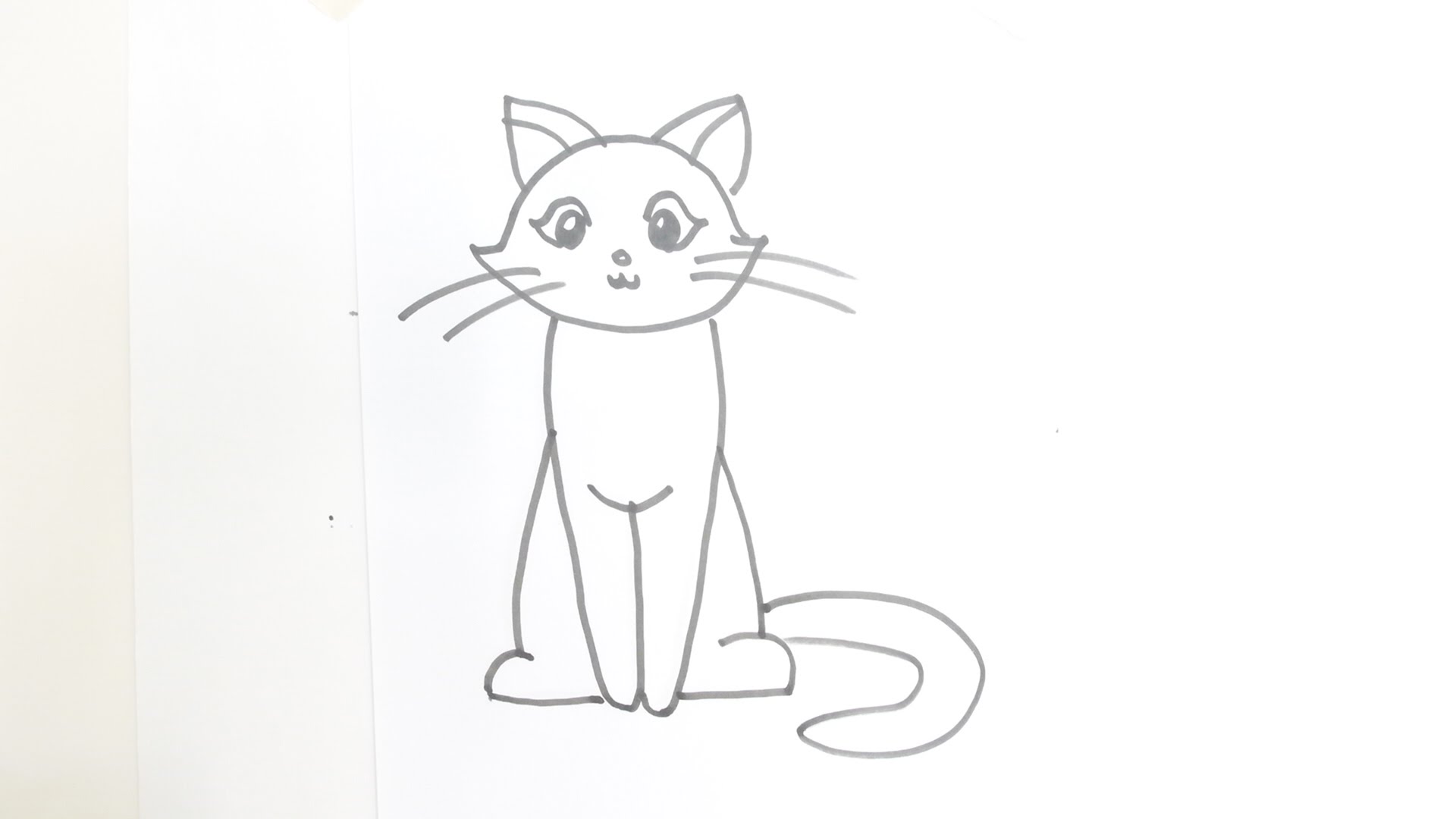 How to Draw a Cartoon Cat Sitting - YouTube