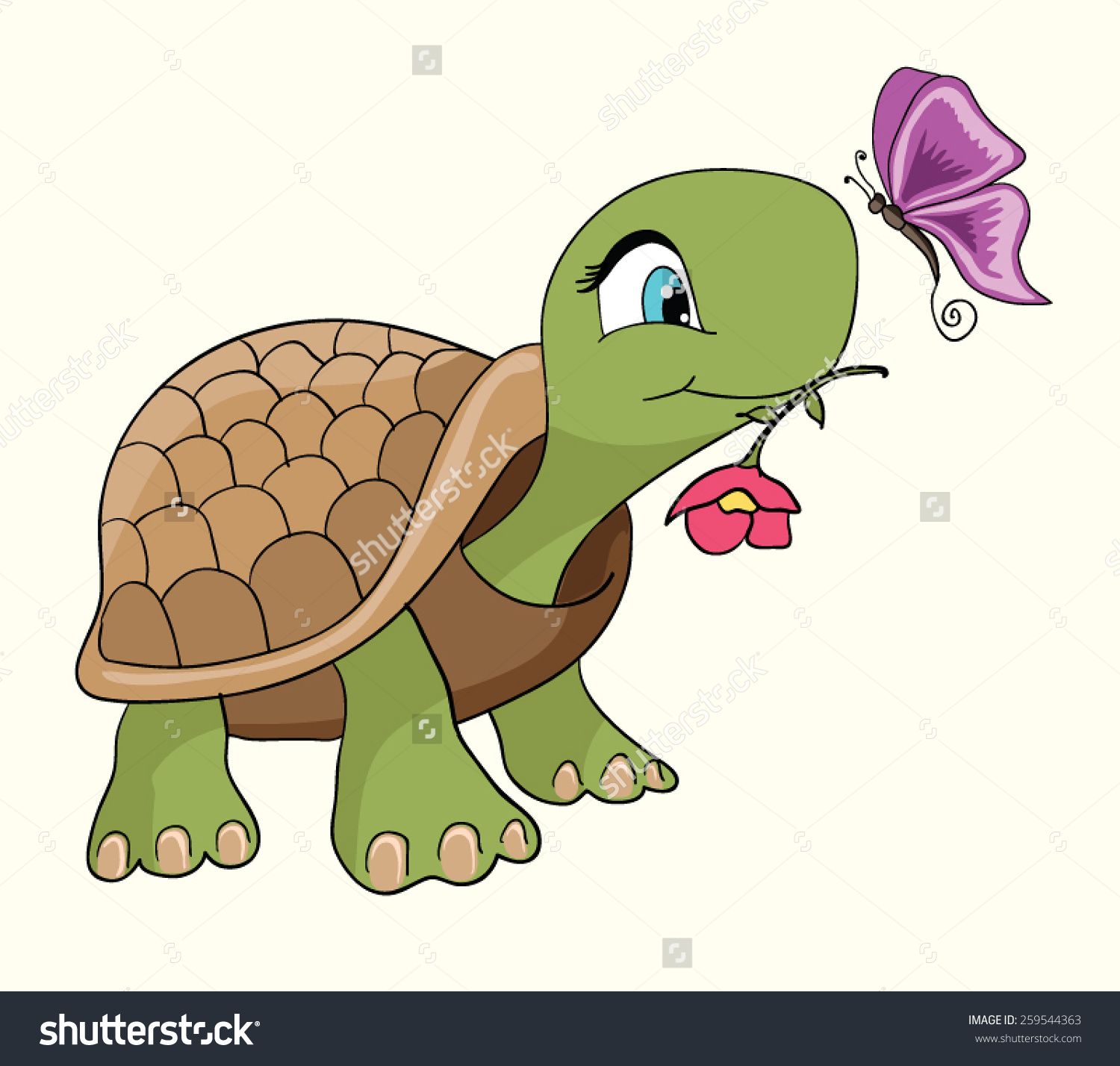 Cute Turtle Cartoon/Cartoon Smiling Green Turtle Character/Cartoon ...