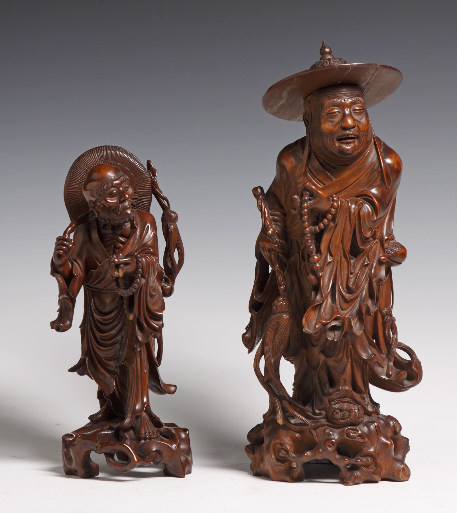 chinese wood carvings | 93, 94 - Chinese Carved Teak Wood Figures ...