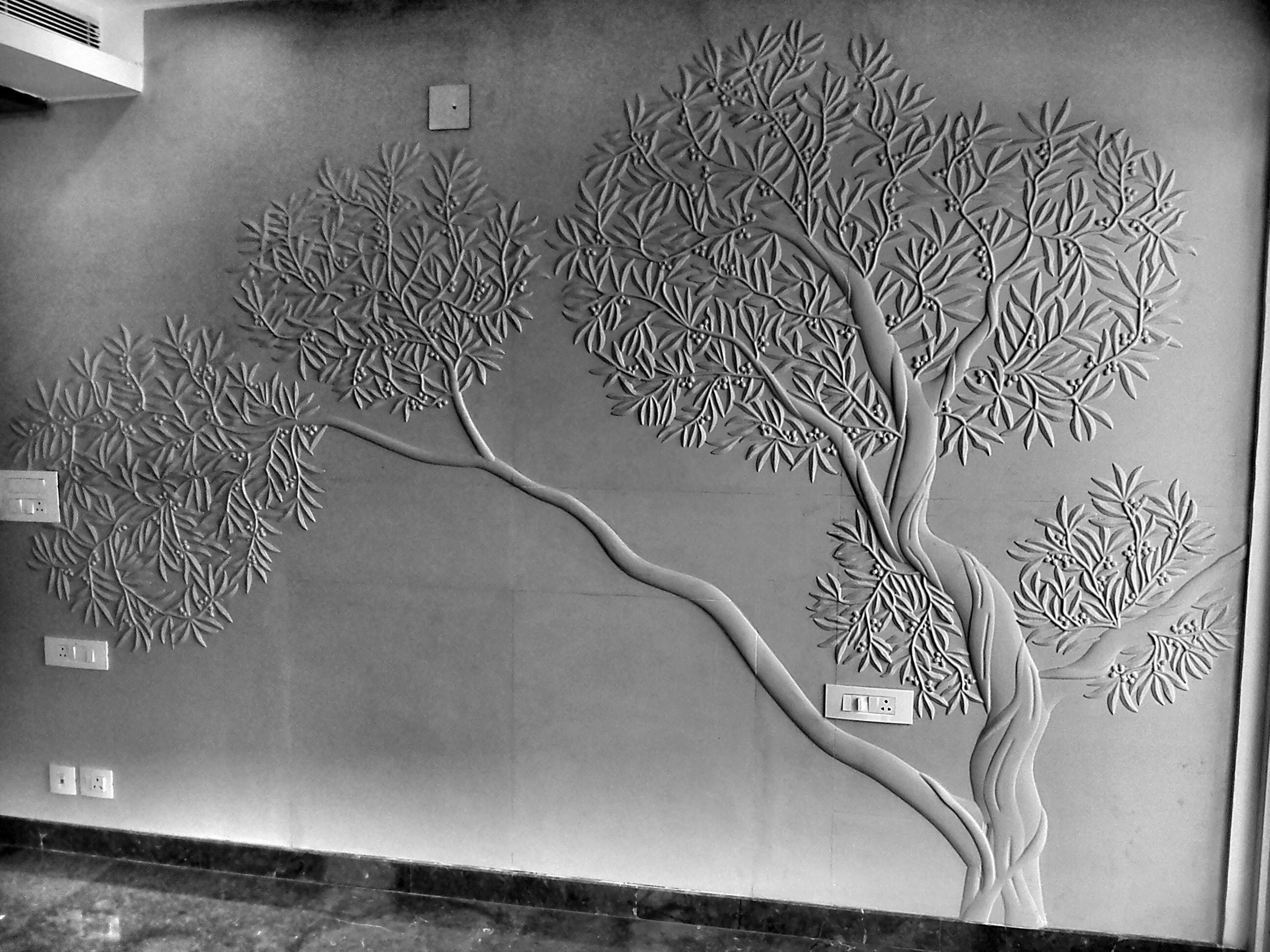 How to design olive tree# carving #stone#design#tree Mural# CNC ...