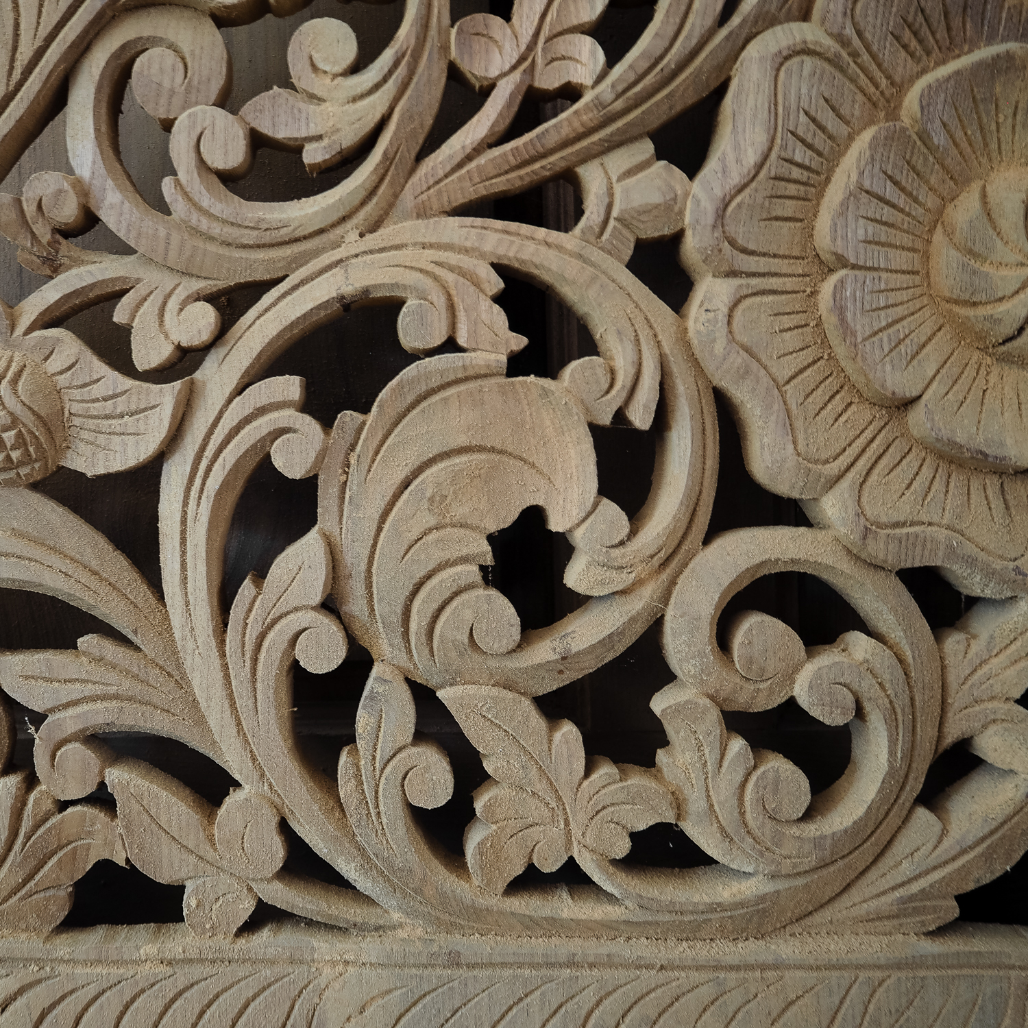 Carved Bed Panel Oriental Wall Art Decor, Carved Wood Headboard