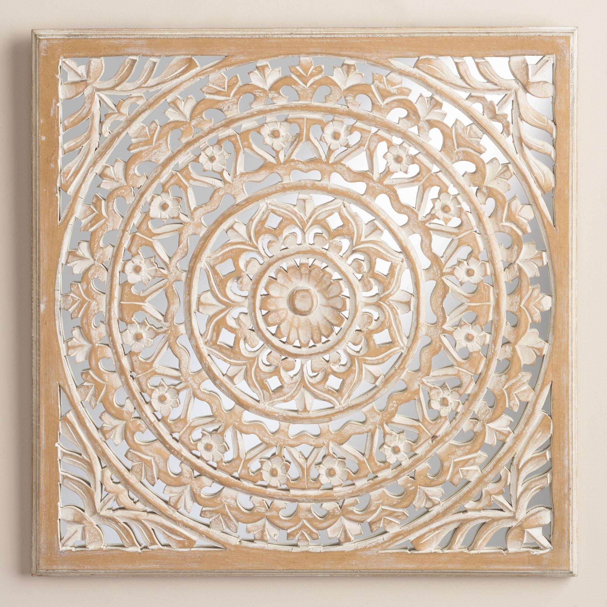 Carved Wood Wall Art Decor Beautiful Carved Mirrored Leela Wall ...