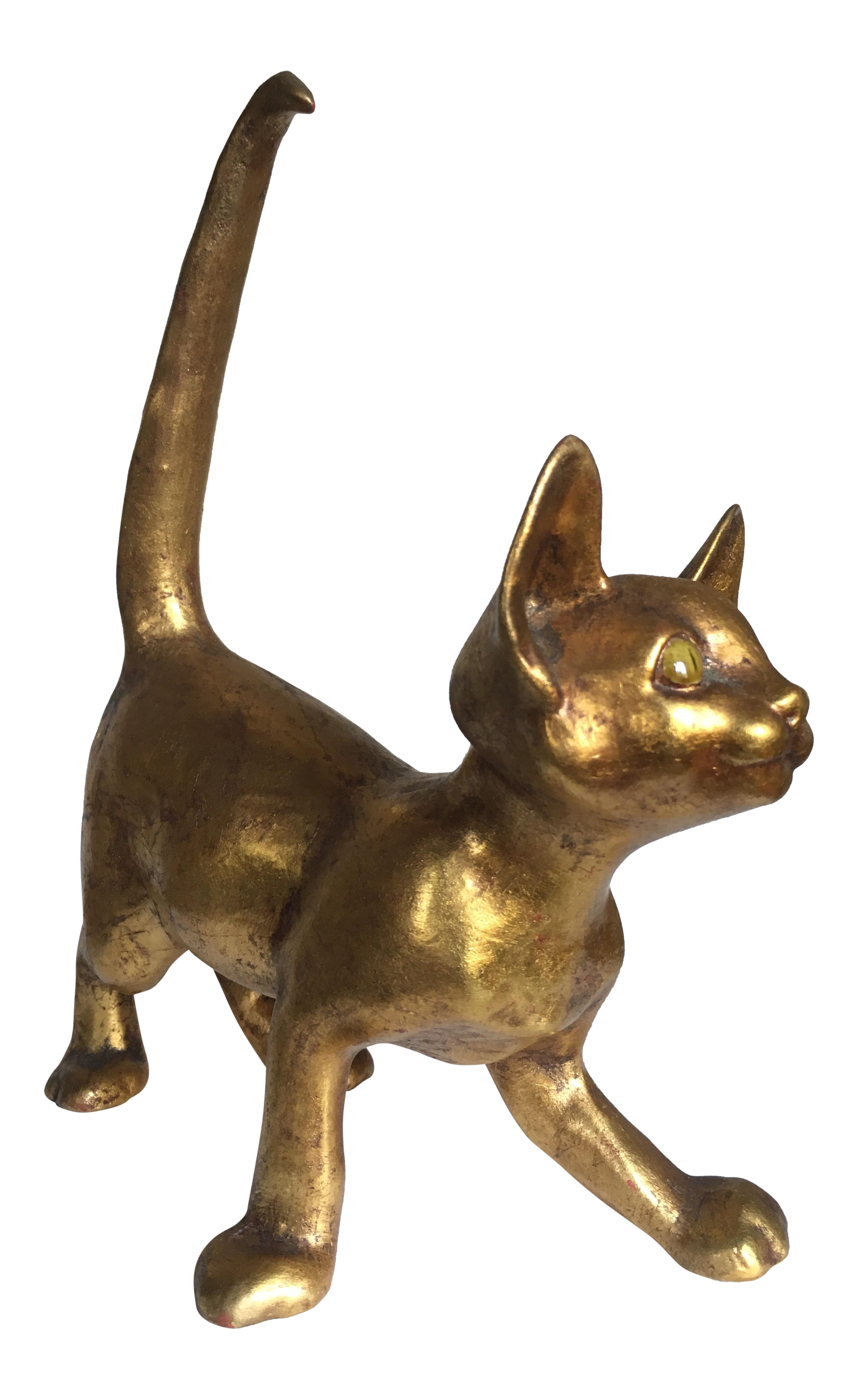 Vintage Gold Cat Figure | Chairish