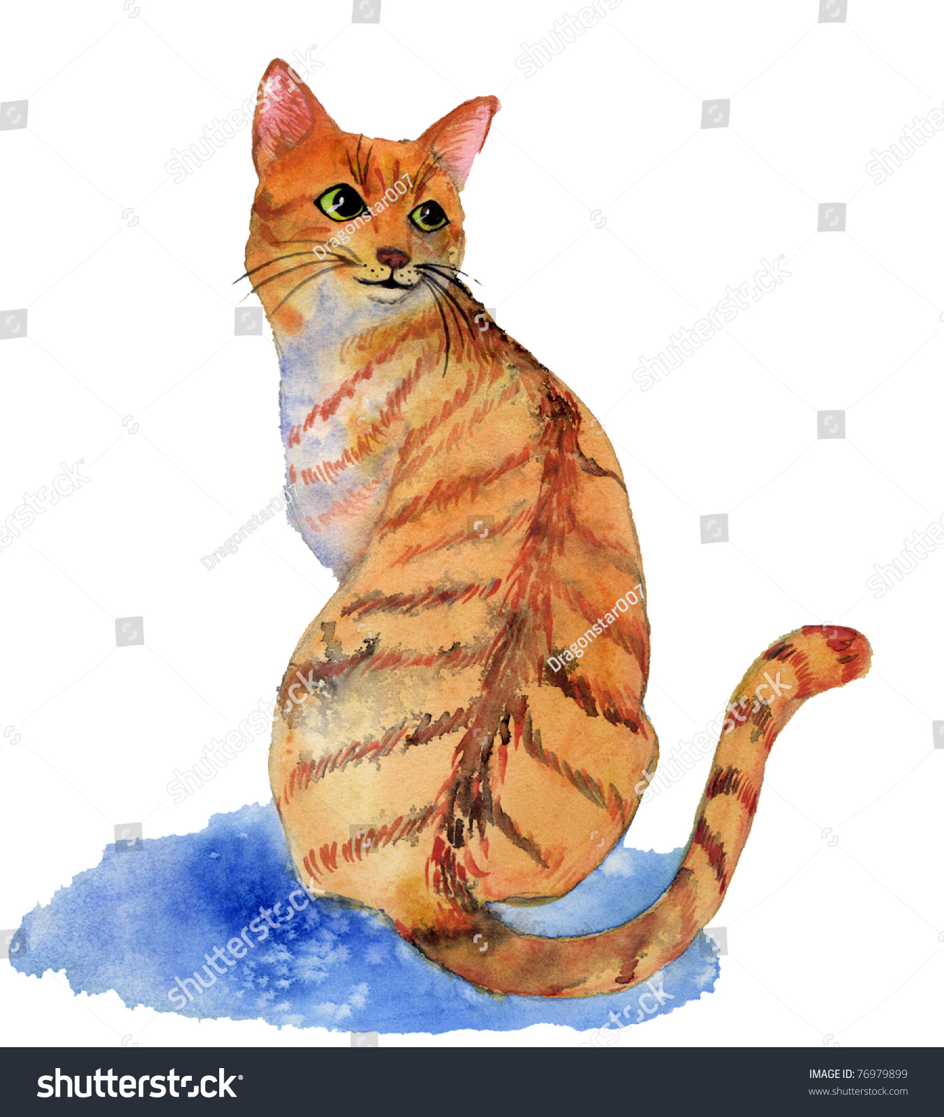 Orange Cat Looking Backward Stock Illustration 76979899 - Shutterstock