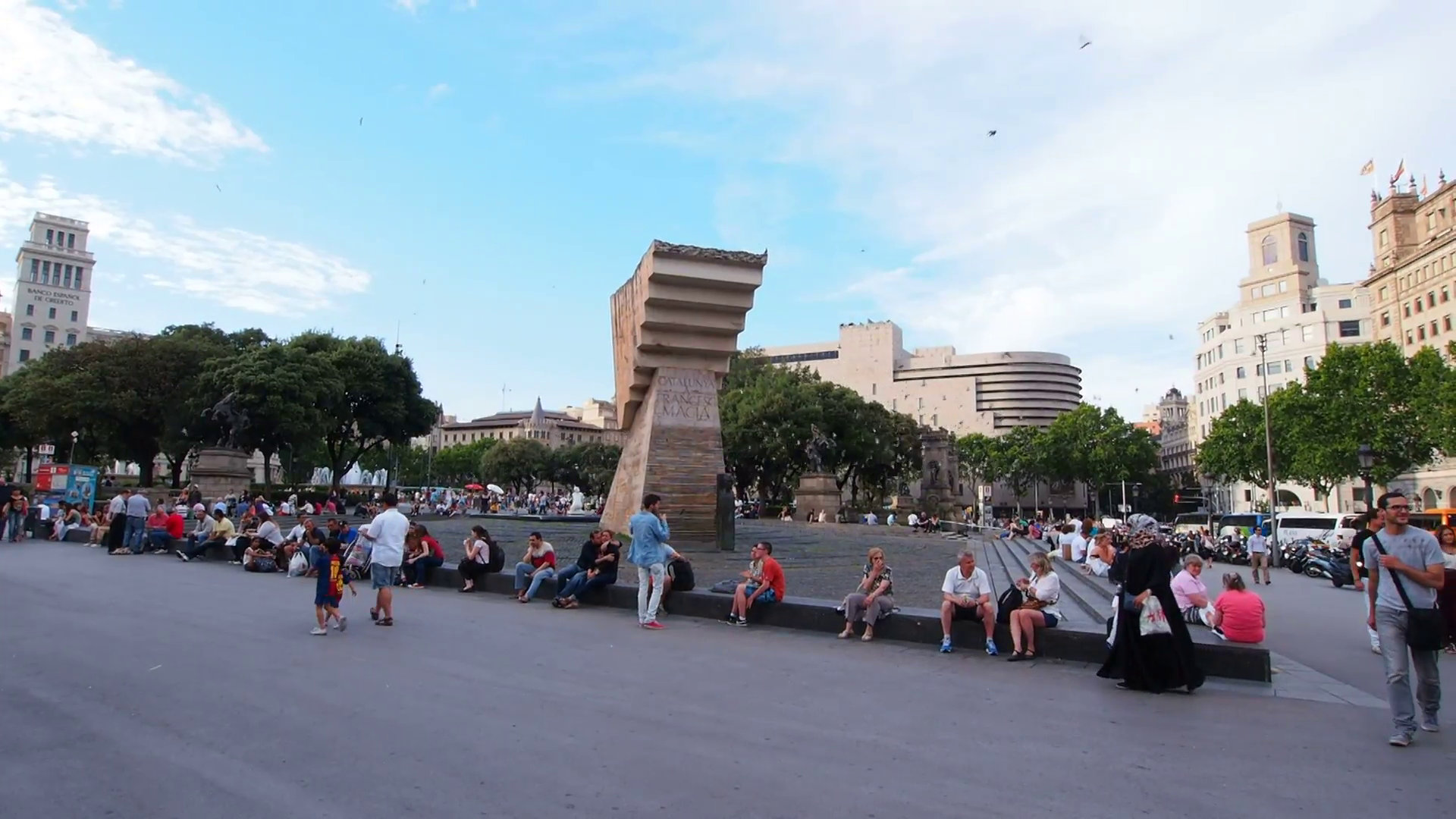 Catalonia Square in Barcelona Stock Video Footage - VideoBlocks