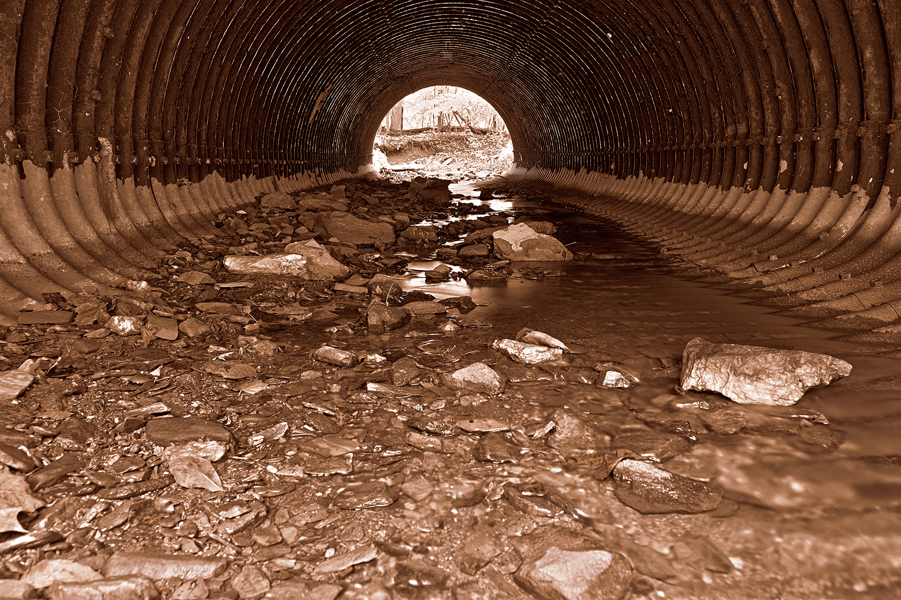 Catoctin tube tunnel - sepia hdr photo