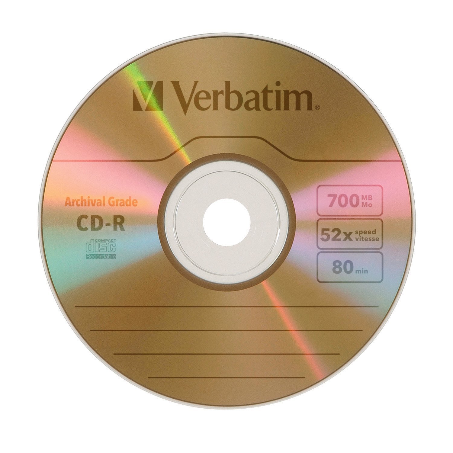 Amazon.com: Verbatim 700MB 52x UltraLife Archival Grade Gold ...