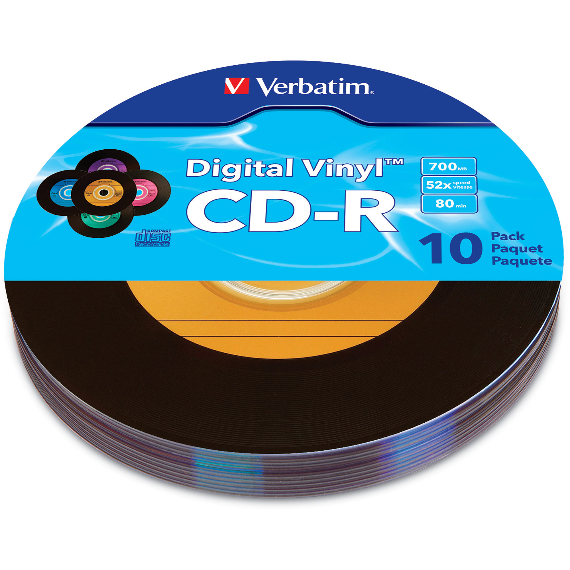 Verbatim Digital Vinyl 80-Min/700MB CD-R, 10pk - Walmart.com