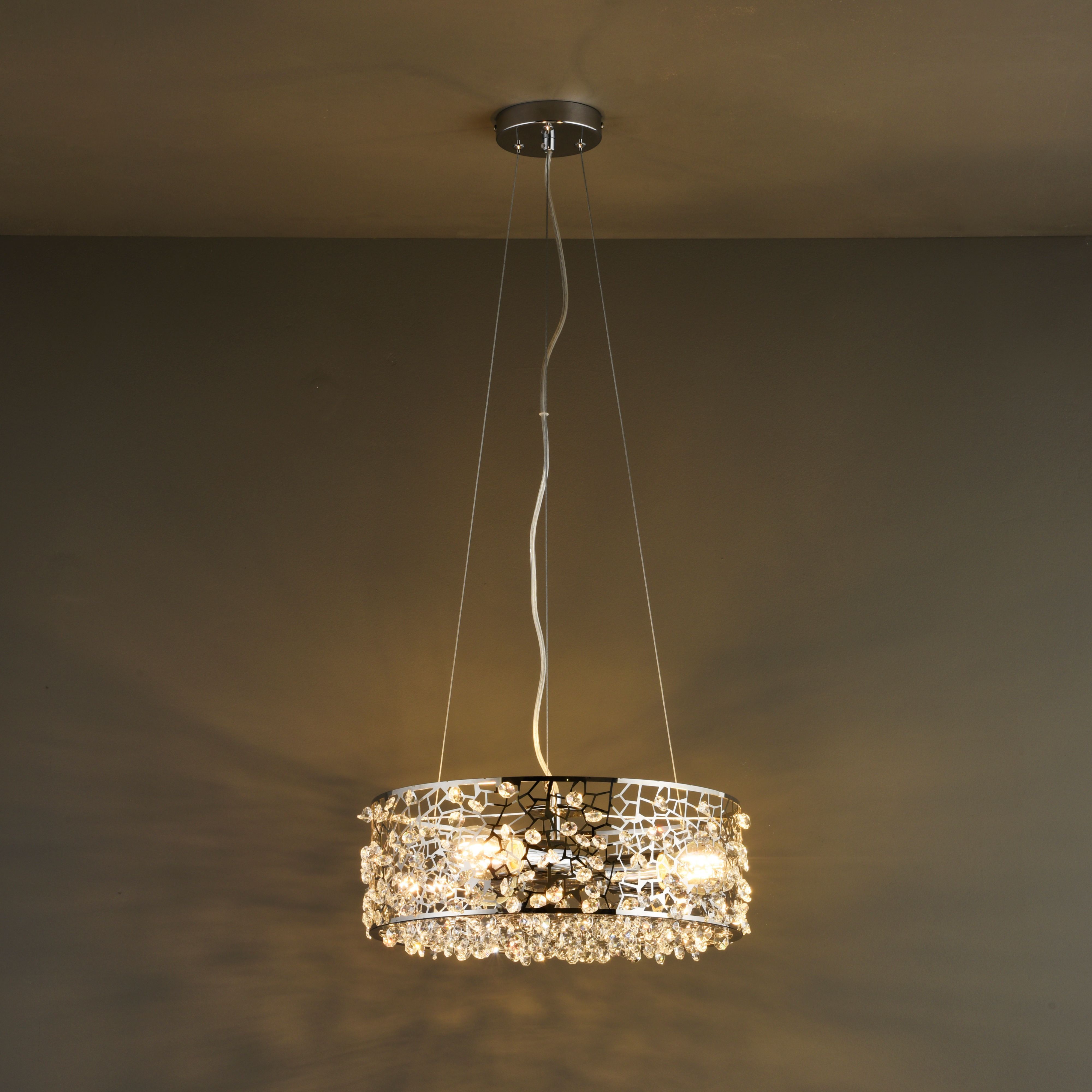 Katarina Cutout & Crackle Chrome Effect 3 Lamp Ceiling Light ...