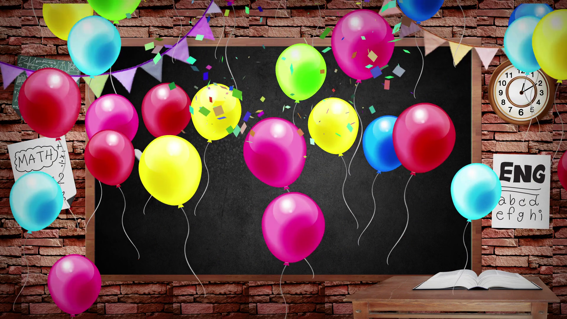 Animation of back to school blackboard background kid party ...
