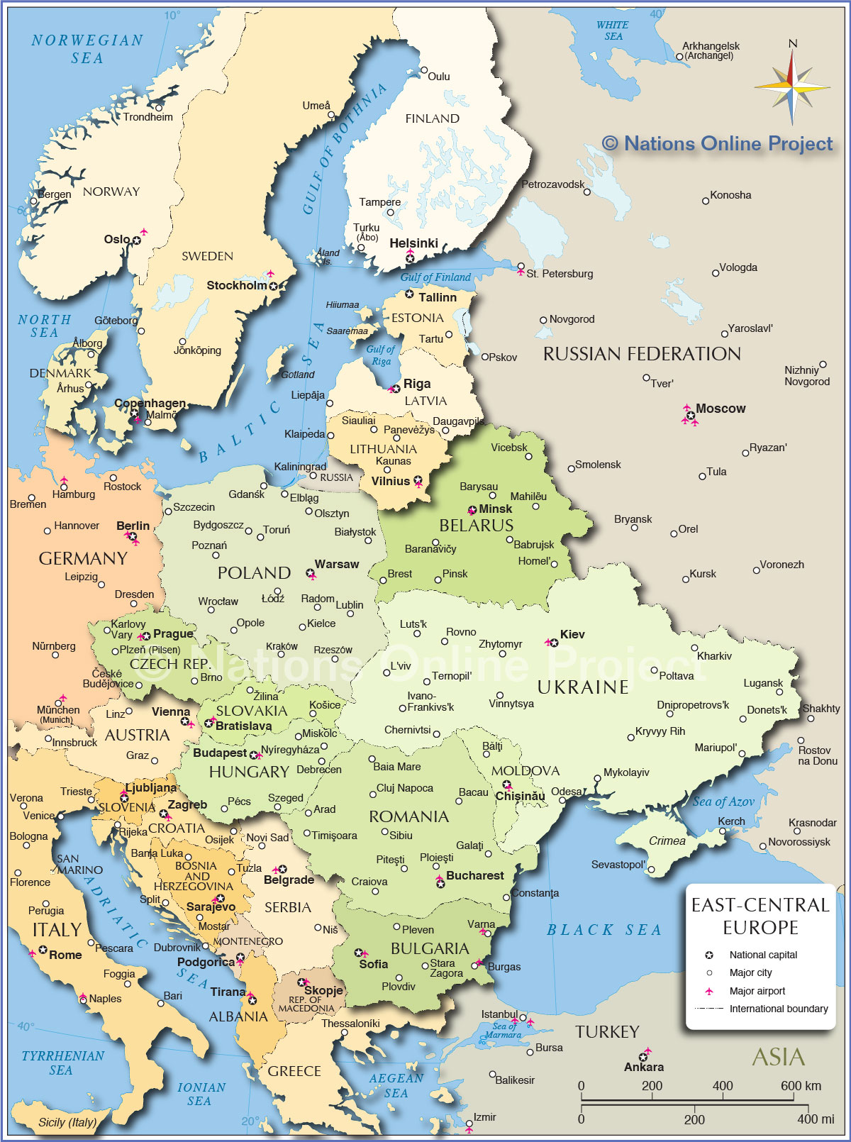 Political Map of Central and Eastern Europe - Nations Online Project