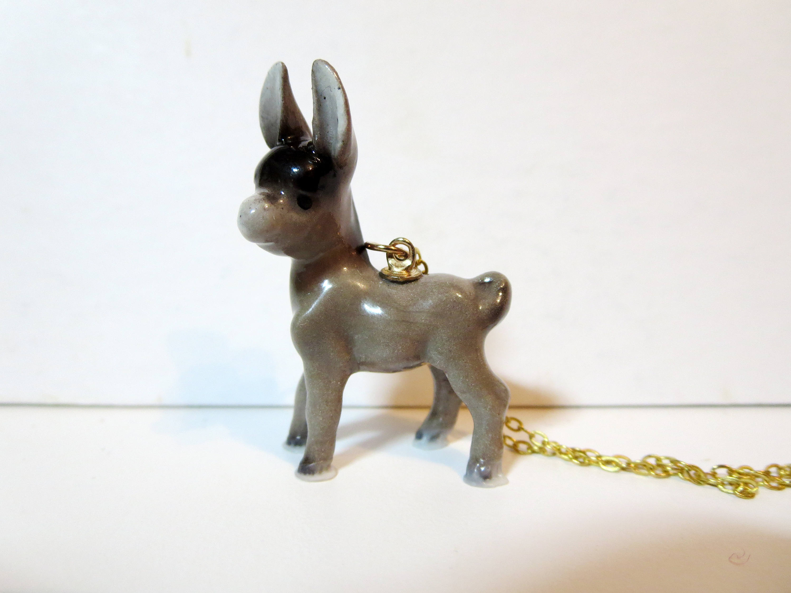 Donkey Necklace Baby Burro Donkey Burro pendant Ceramic