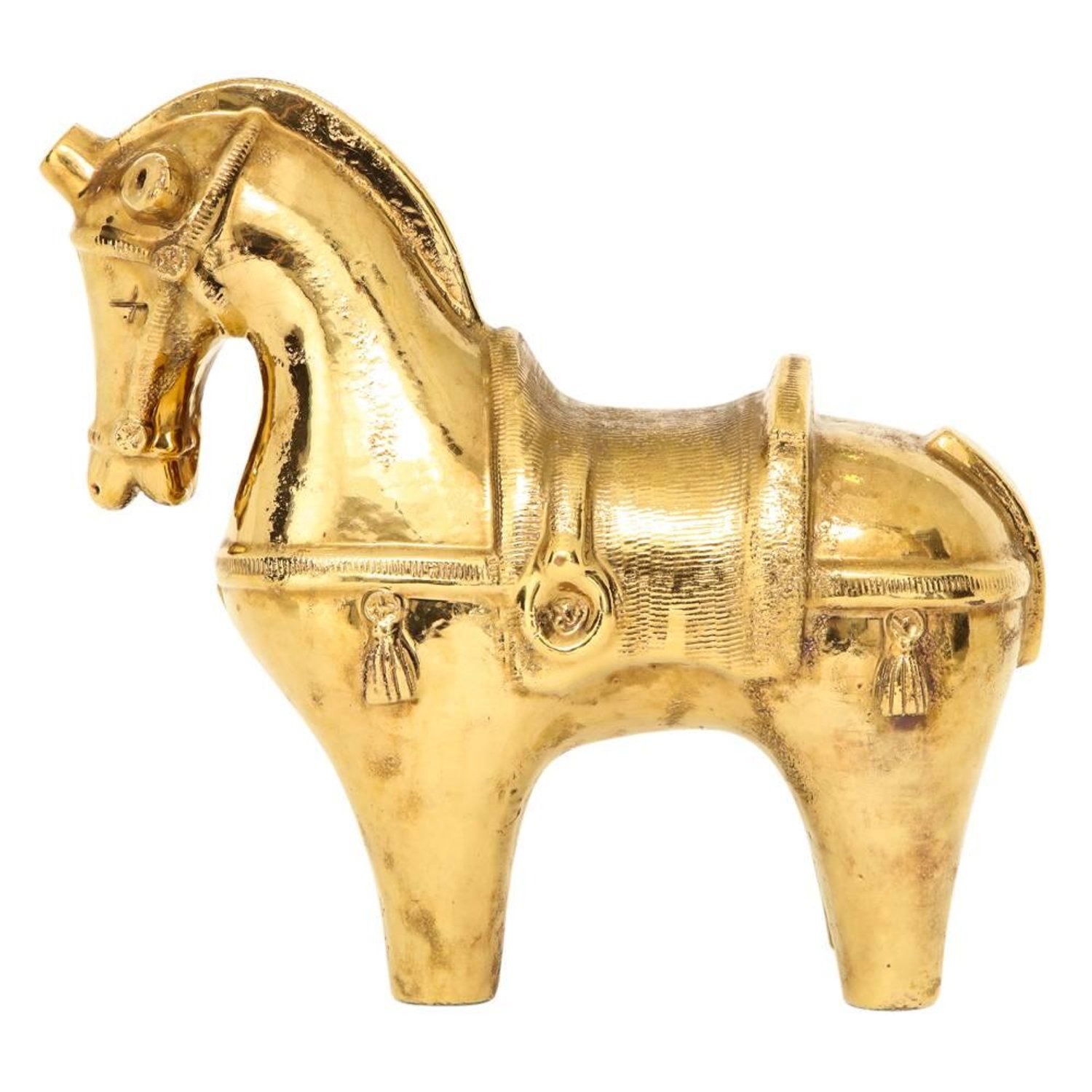 Bitossi Ceramic Horse Sculpture Gold Glaze Pottery, Italy, 1950s at ...
