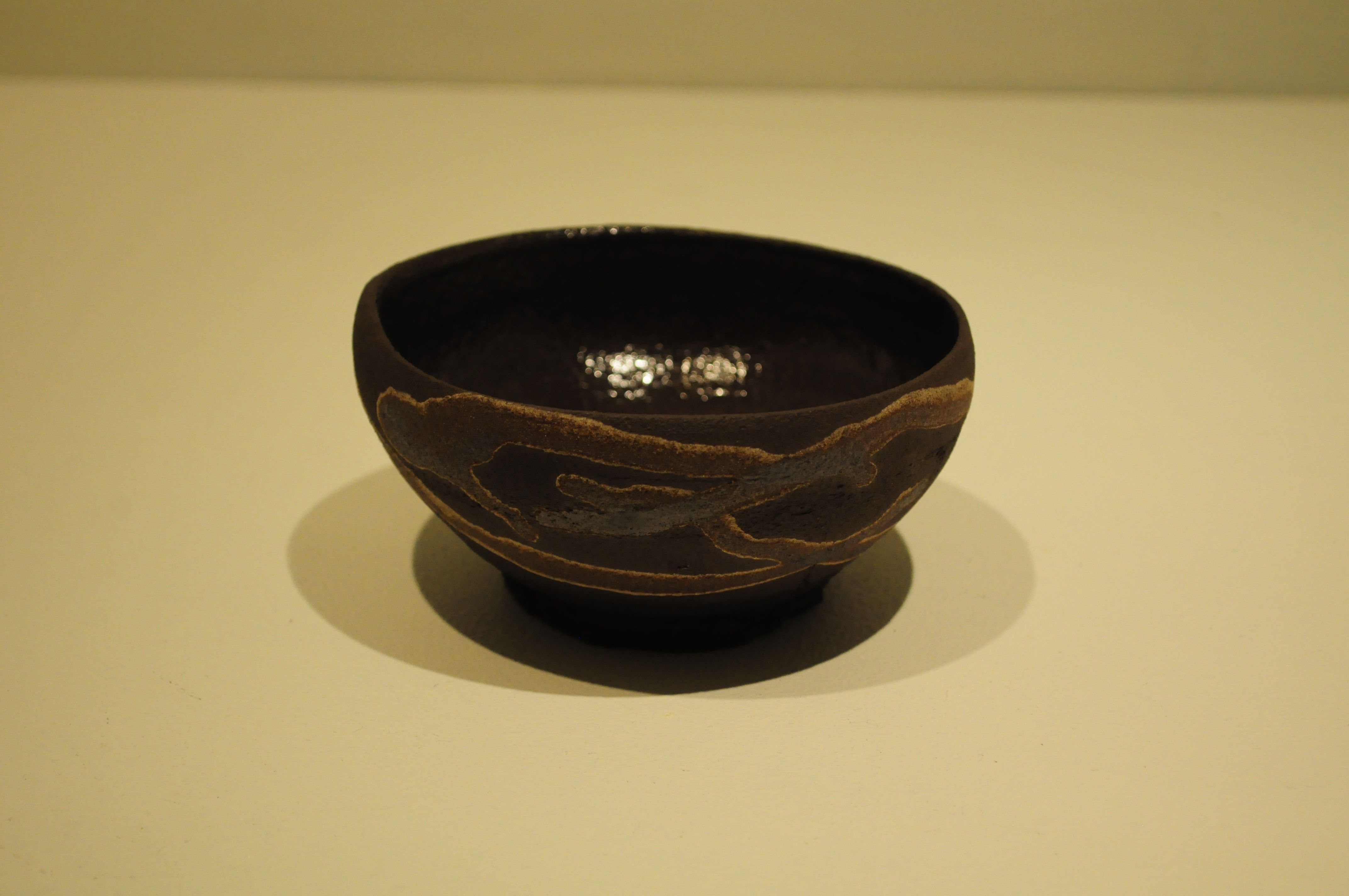 Black copper dripping bowl II, black stoneware, wheel-thrown ...