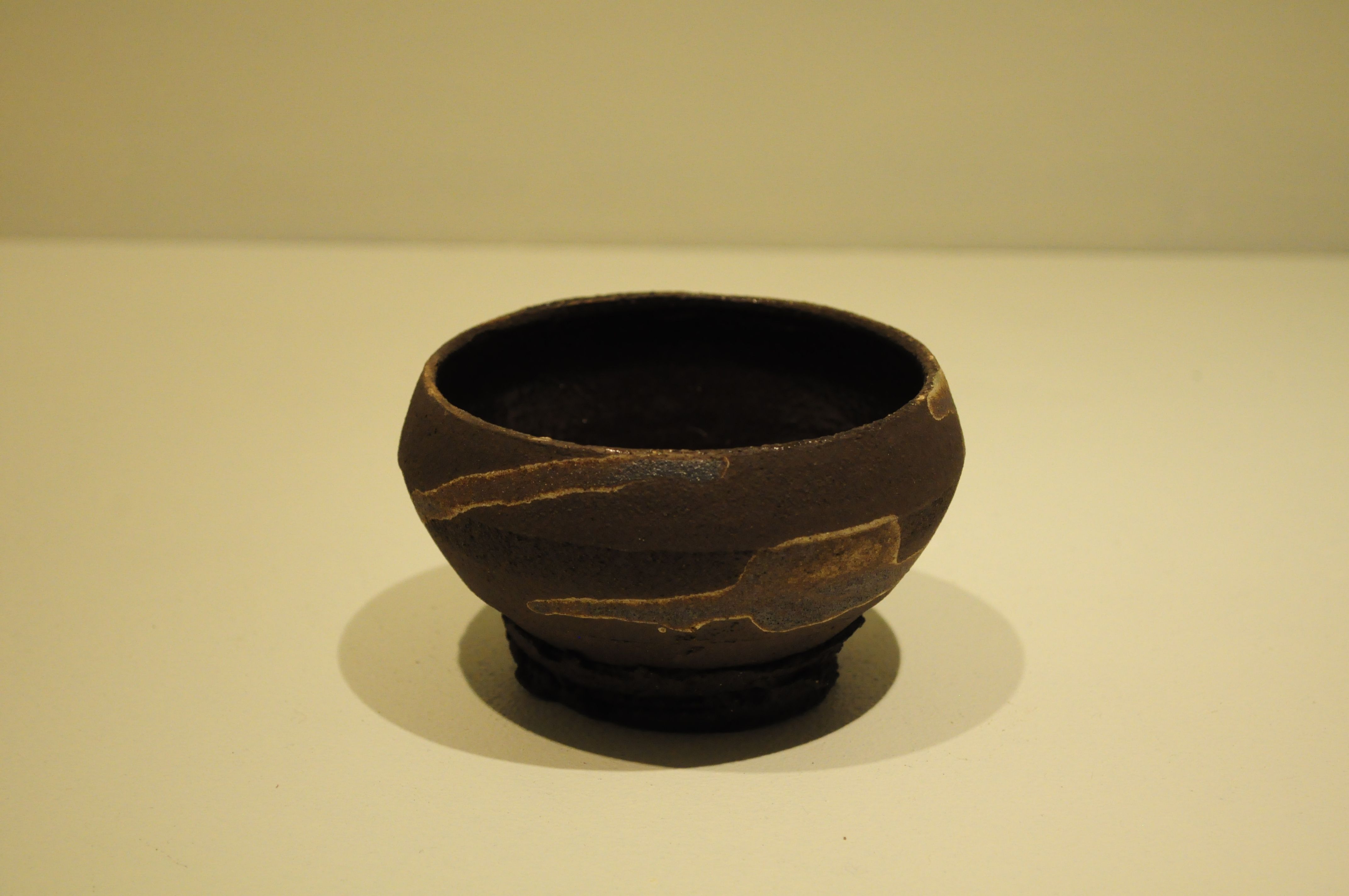 Black copper dripping bowl I, black stoneware, wheel-thrown, cuprous ...