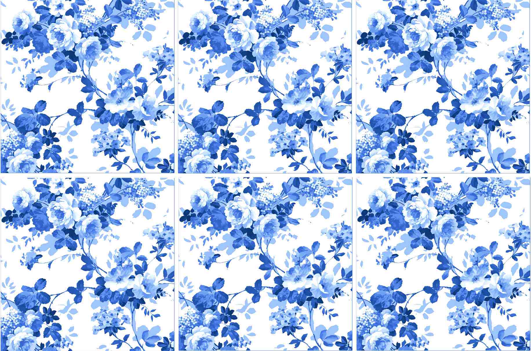 Blue Roses Pattern Ceramic Wall Tile