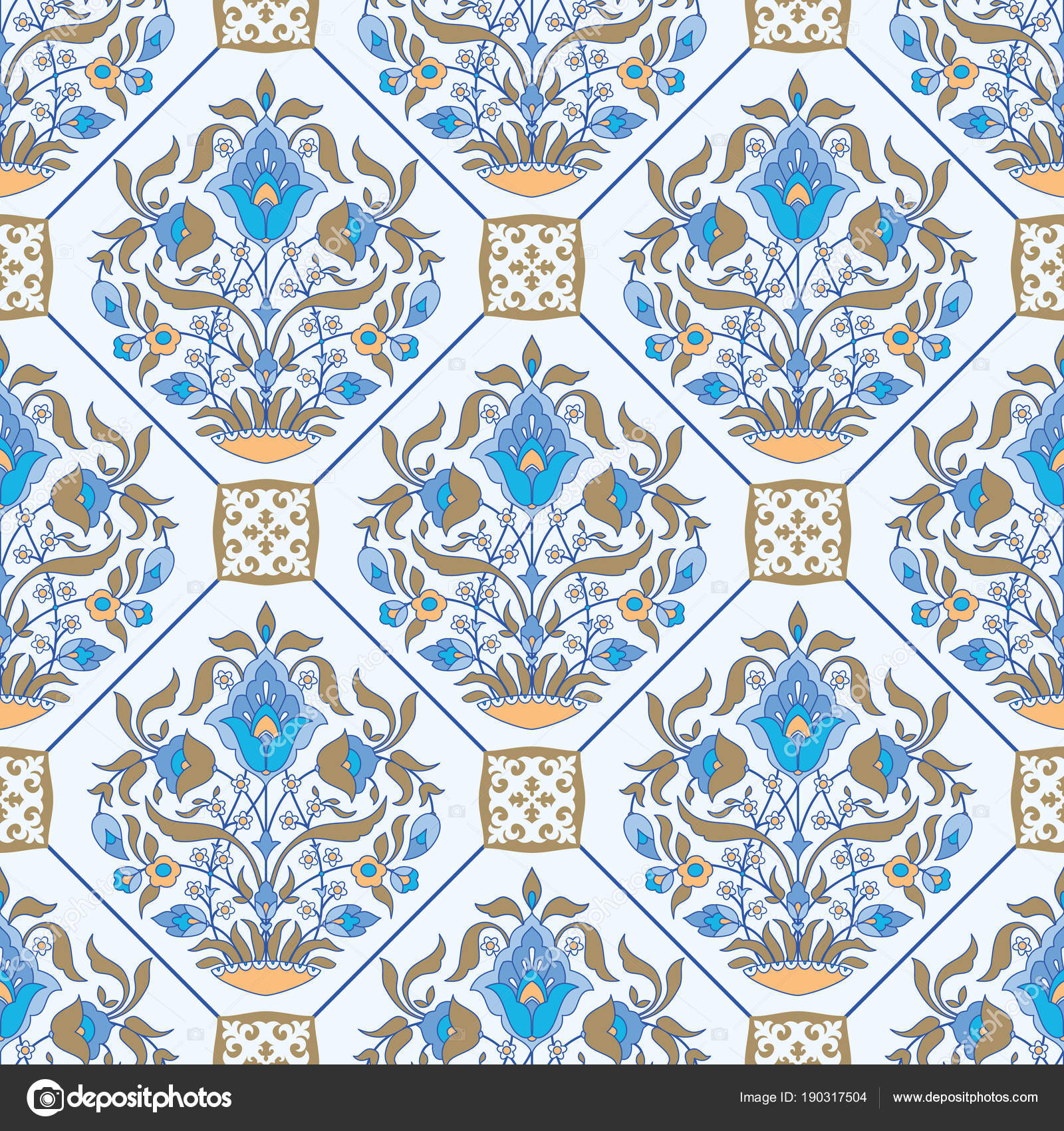 Ceramic tile floral pattern — Stock Vector © Irmairma #190317504