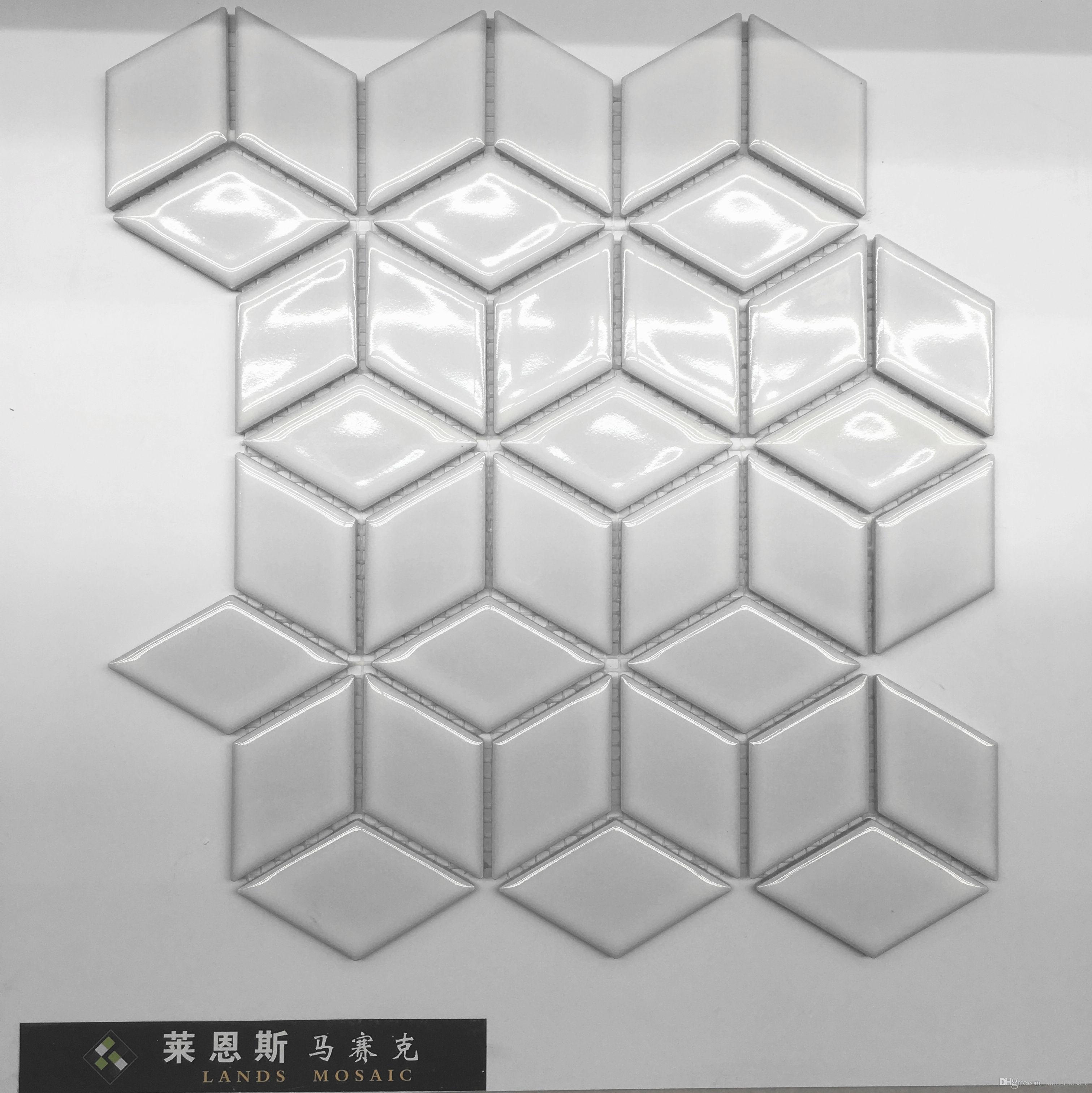3D White Glossy Porcelain Mosaic Tiles,Diamond Wall Ceramic Tiles ...