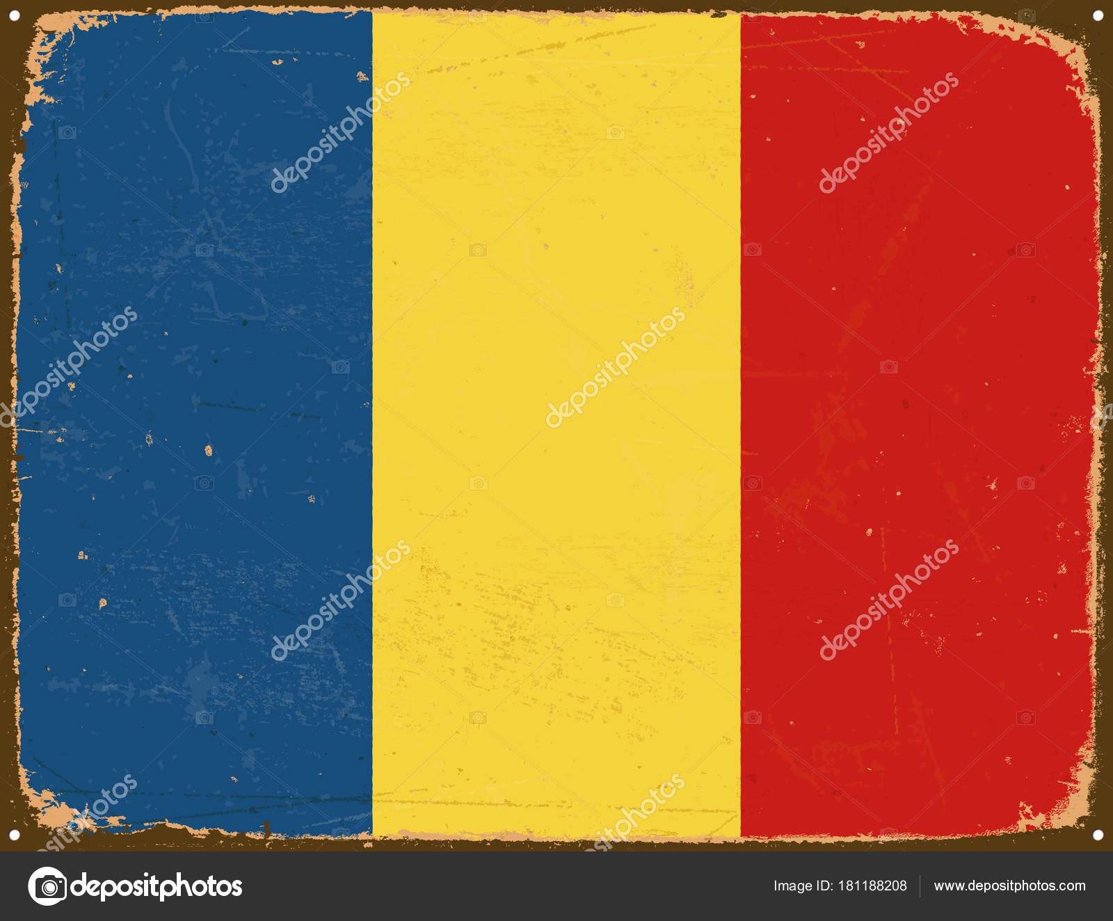 Vintage Metal Sign - Chad Flag - Vector EPS10. — Stock Vector ...