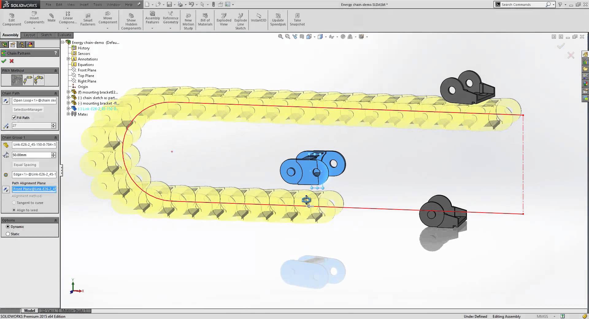 SOLIDWORKS 2015 - Chain Component Pattern - YouTube